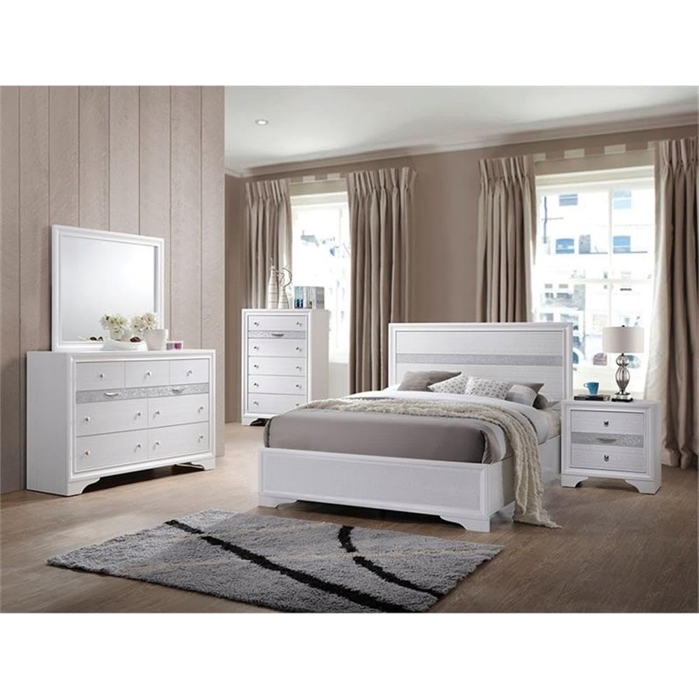 Acme Naima White Wooden Twin Panel Bed Frame - Solid Wood Platform Bed for Kids & Teens - Perfect for Small Bedrooms, Guest Rooms & Dormitories