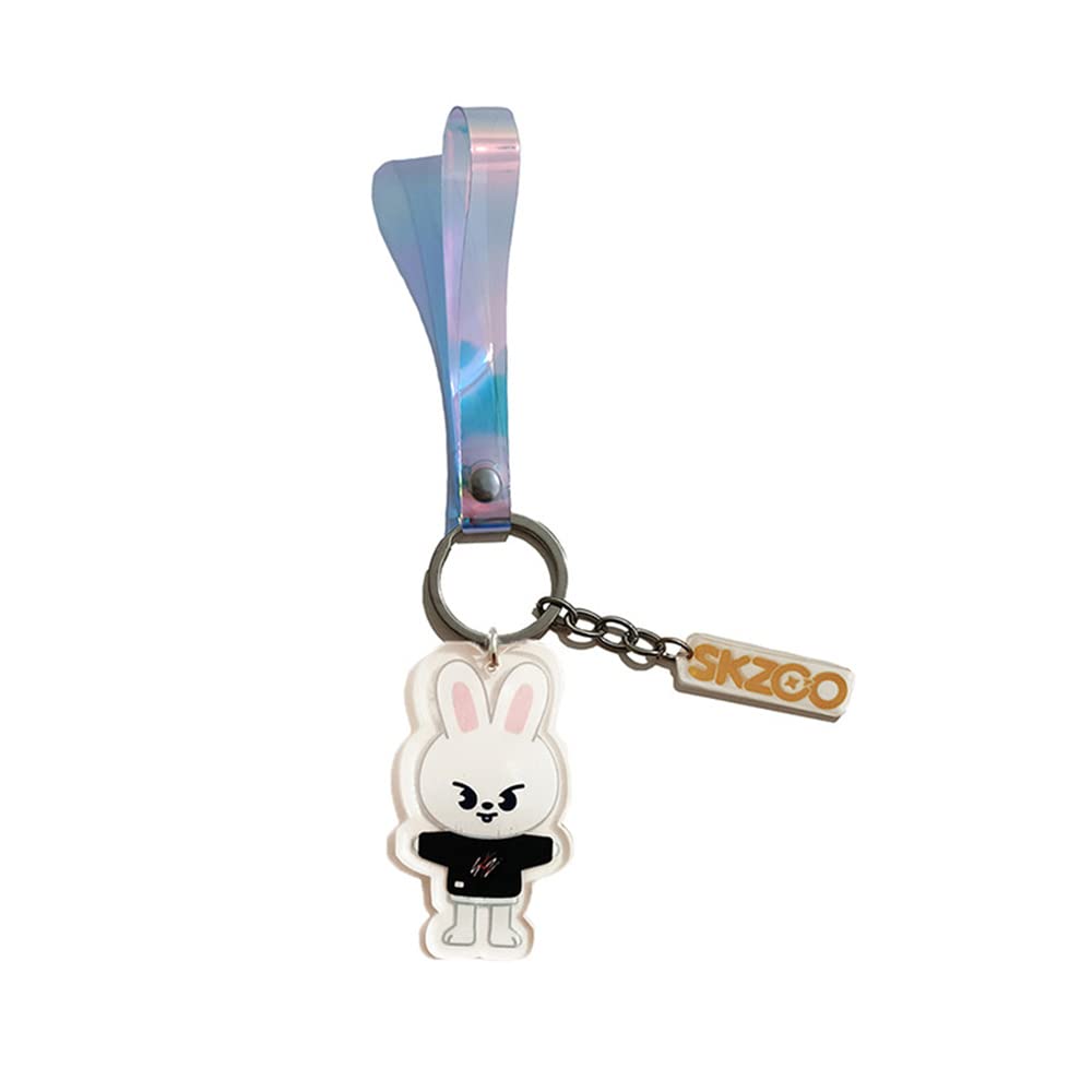 Stray Kids SKZOO Cartoon Laser Phone Lanyard & Acrylic Keychain Set - Kpop Merchandise Accessories for Fans, Concerts, and Collectors - Perfect for Backpacks, Keyrings, and Kpop Fan Gifts