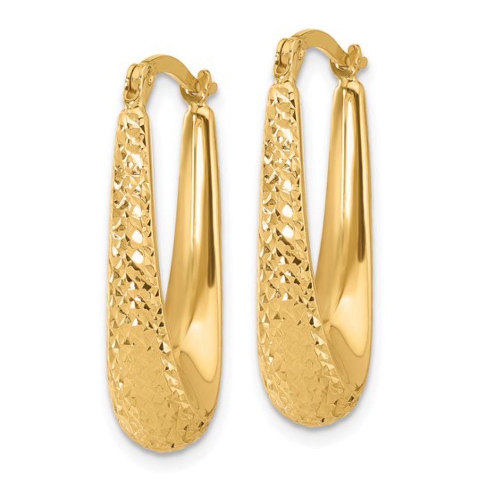14K Gold Diamond Cut Hoop Earrings for Women - Elegant Dainty Huggie Hoops - Perfect for Everyday Wear, Parties & Gifts