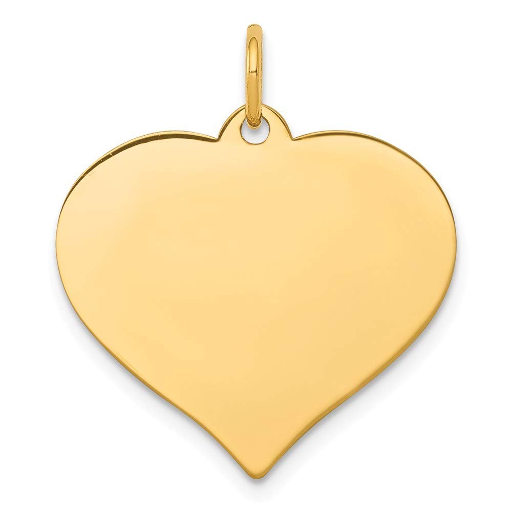 14K Yellow Gold Solid Polished Engravable Love Heart Disc Charm Pendant Necklace for Women - Romantic Gift for Anniversary, Valentine's Day & Special Occasions