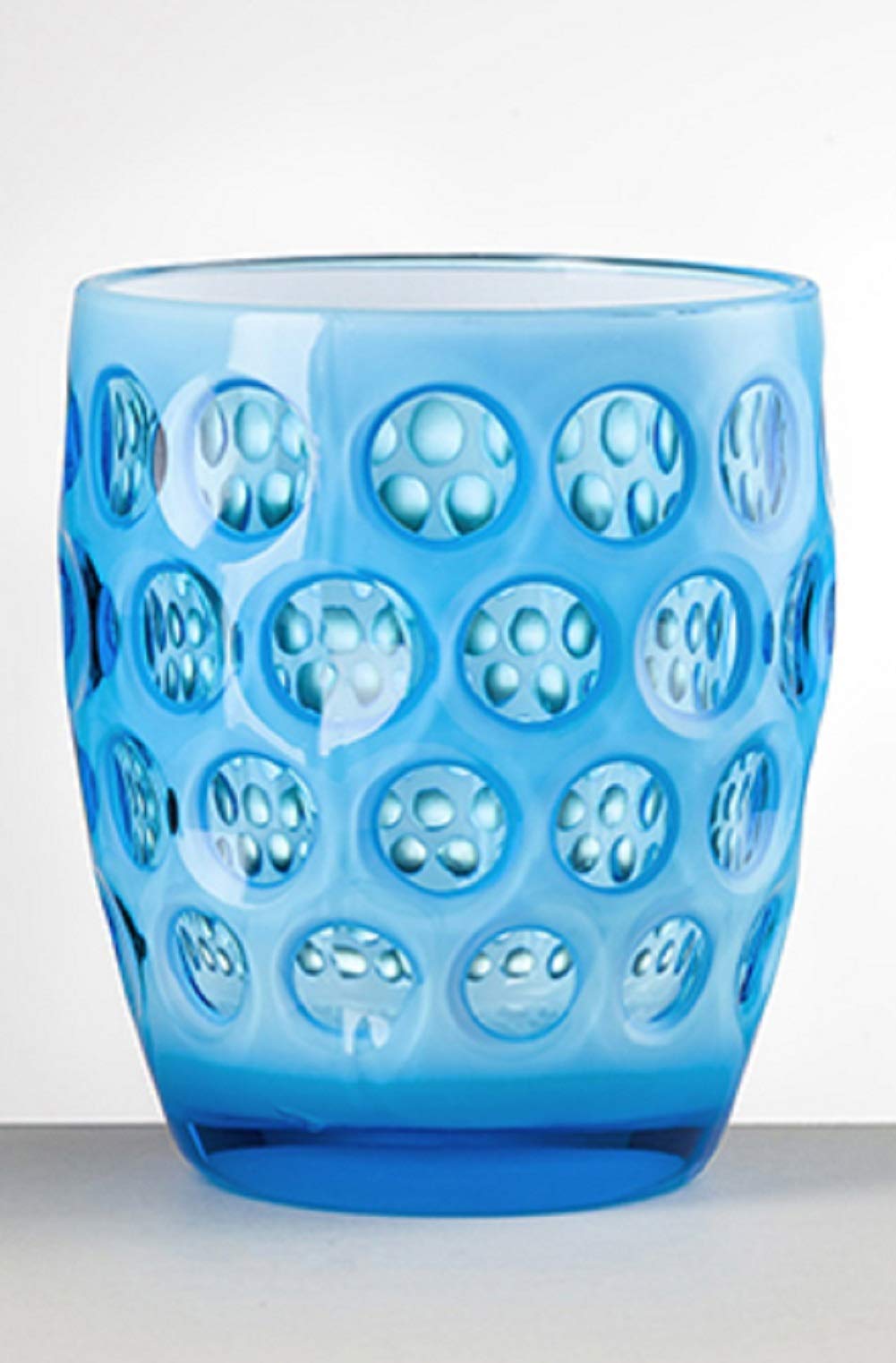 Mario Luca Giusti Turquoise and White Tumbler Glass - Elegant Drinking Cup for Cocktails, Wine, and Home Bar Decor