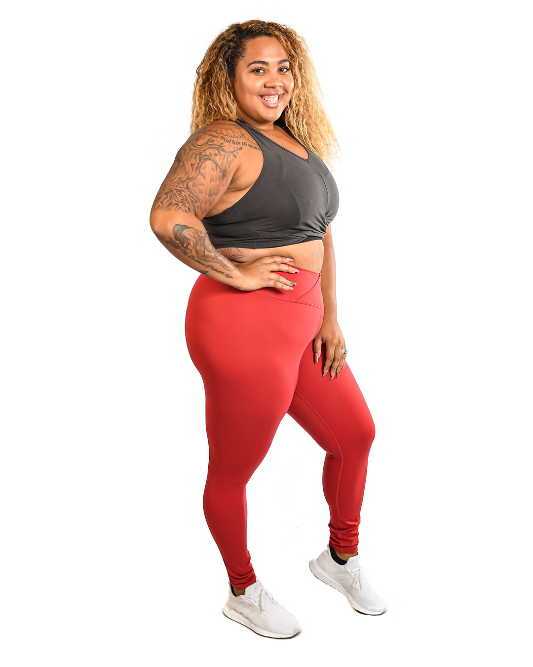 Effortless Vortex Classic Leggings for Women - Crimson Red High Waist Yoga Pants | Perfect for Workout, Yoga, Running & Lounge Wear