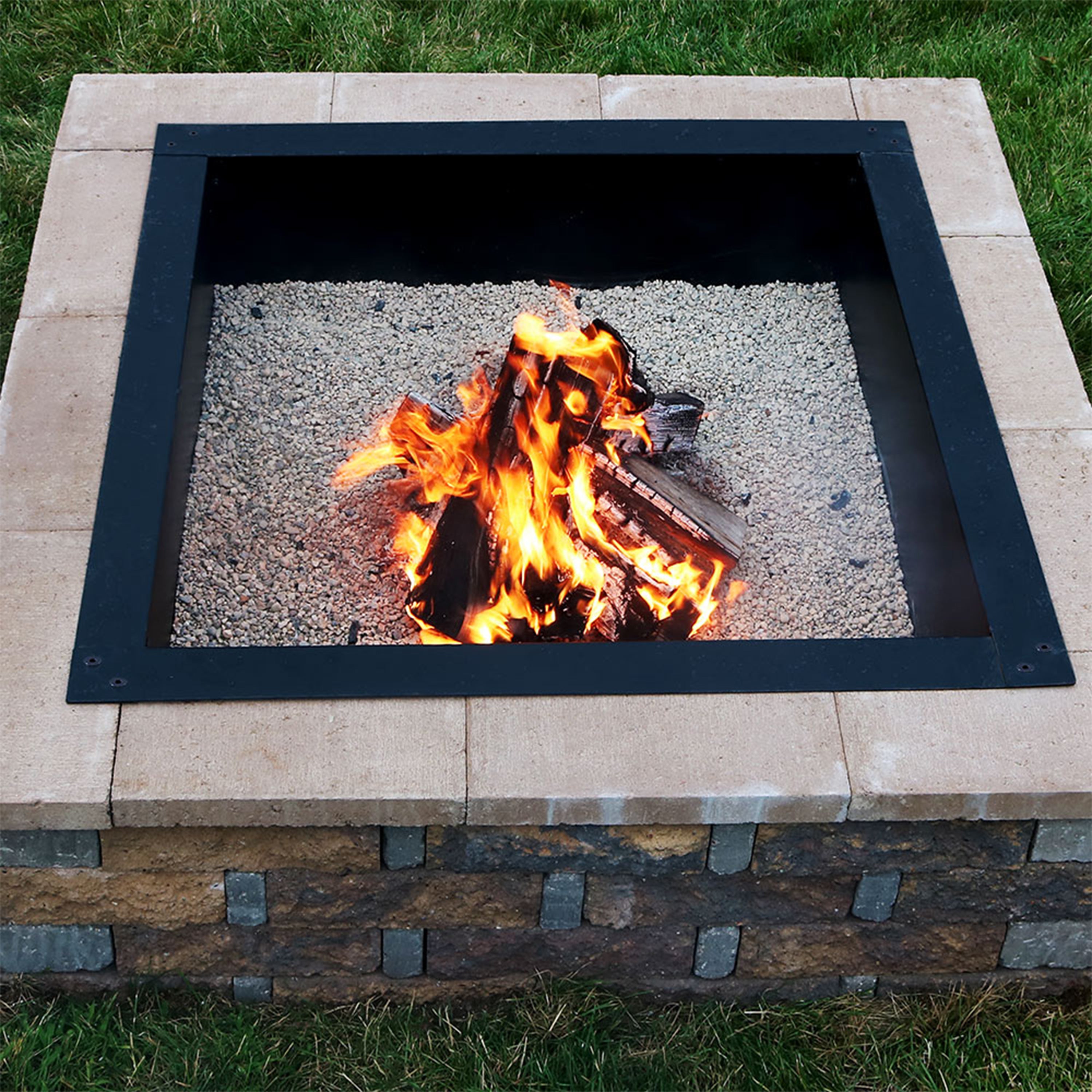 Heavy Duty Steel Square Fire Pit Insert - Durable Outdoor Fire Pit for Backyard, Patio, and Camping - Perfect for Roasting Marshmallows and Warm Gatherings