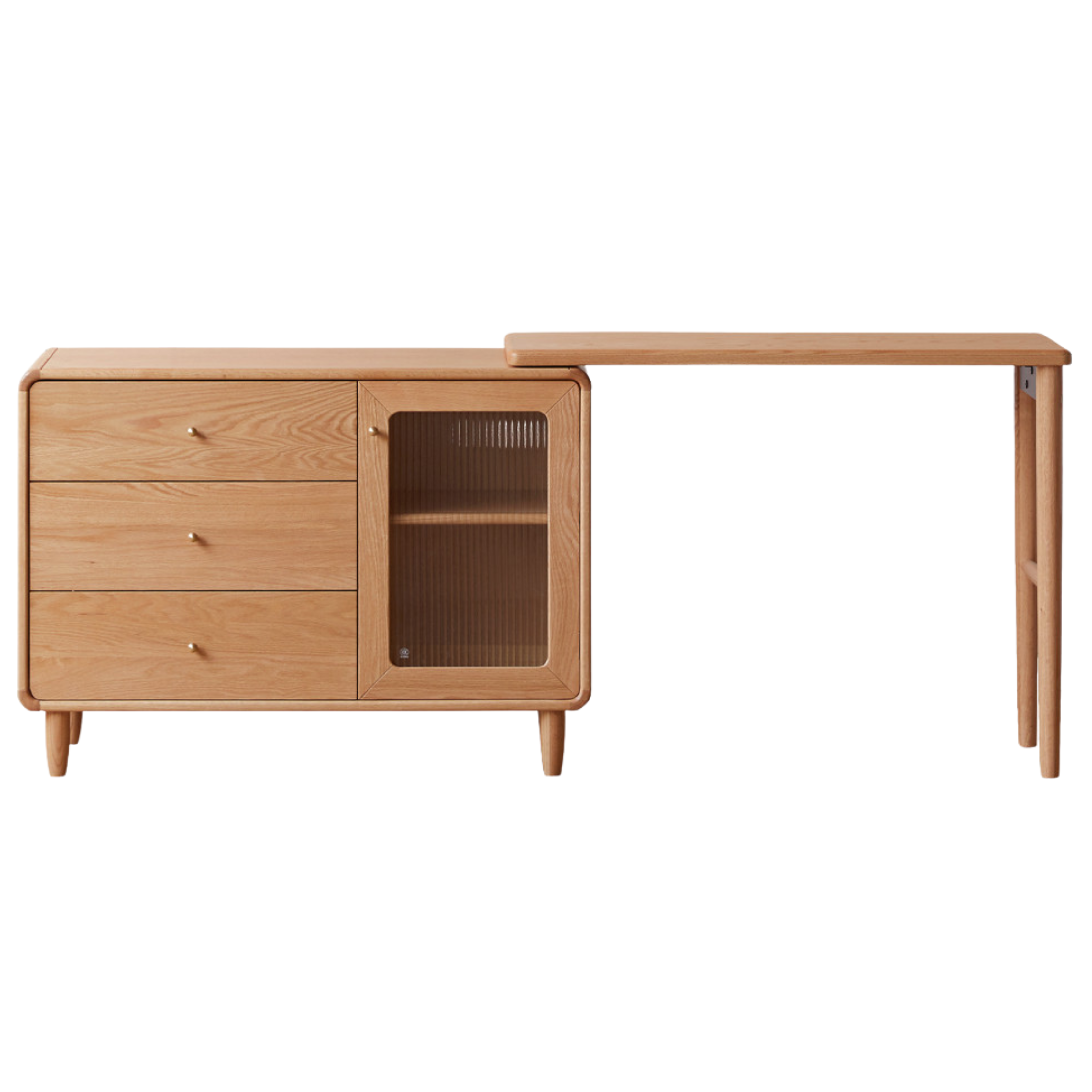 Solid Oak Retractable Vanity Dressing Table with Mirror - Perfect for Bedroom, Bathroom & Small Space Makeup Organization