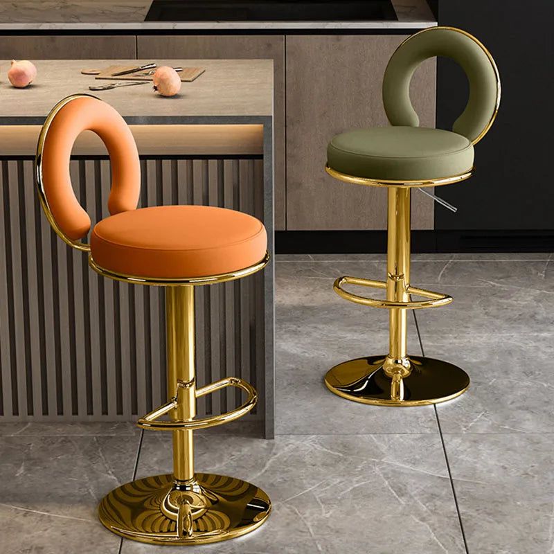 Comfortable Swivel Bar Stools with Metal Backrest - Adjustable Height for Kitchen Island, Home Bar & Dining Counter - Modern & Durable Barstools for Indoor & Outdoor Use