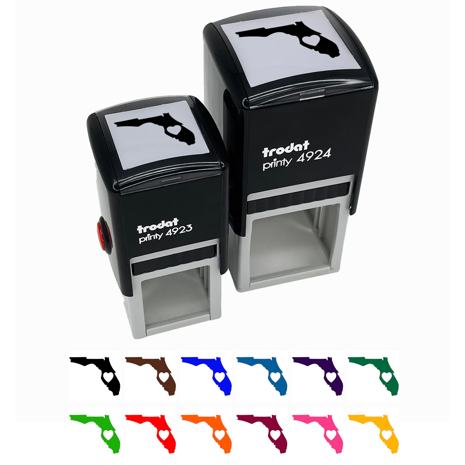 Florida State with Heart Self-Inking Rubber Stamp - 1.5 Inch Large Custom Stamp with Black Ink - Perfect for Scrapbooking, Card Making, and DIY Crafts