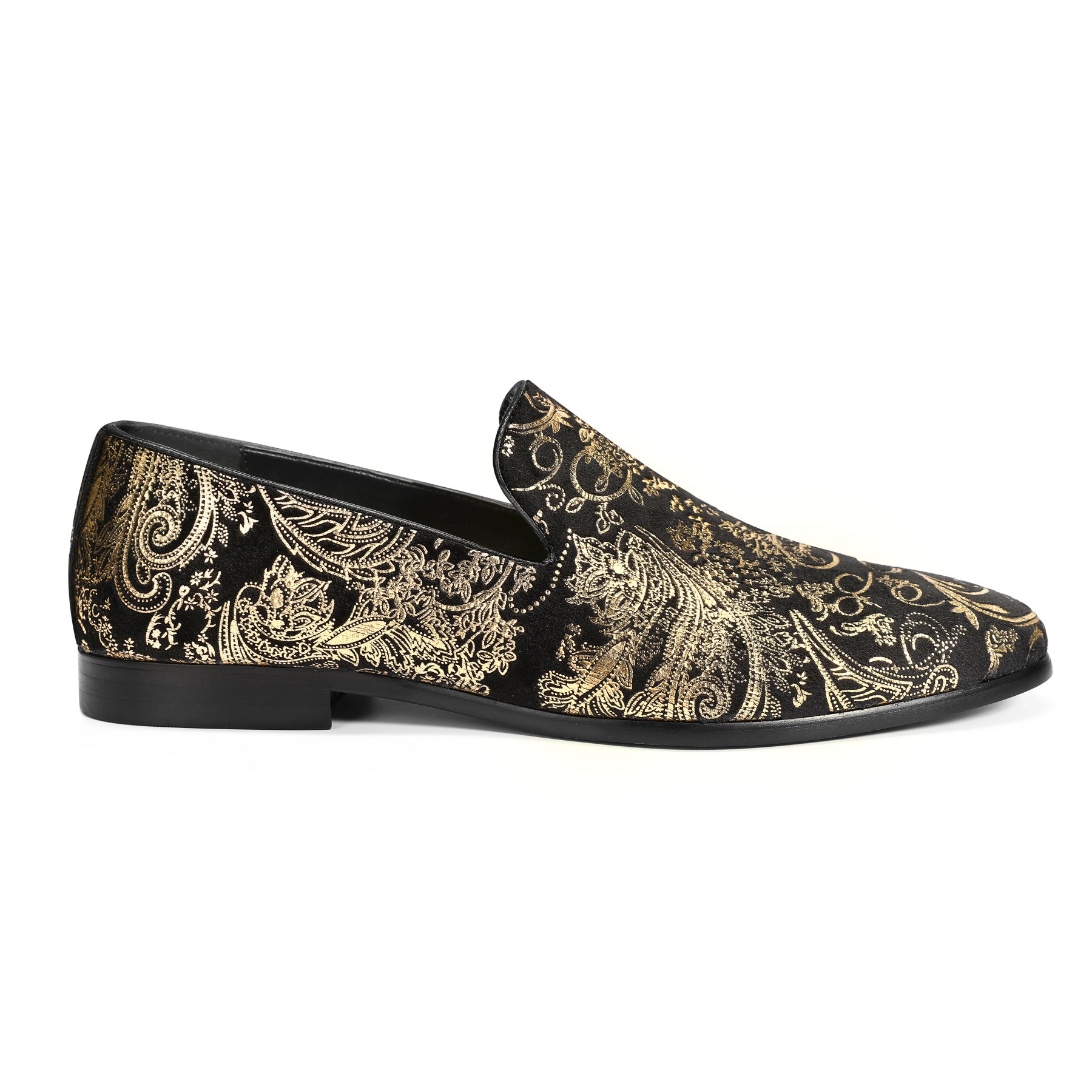 Men's Gold Round Toe Low Top Loafers - Comfortable Casual Slip-On Shoes for Work, Office & Everyday Wear