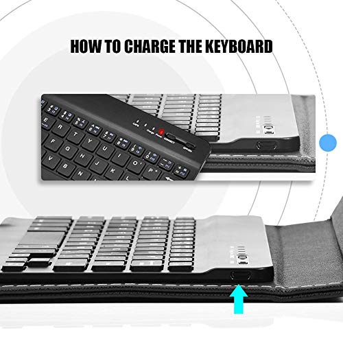 Universal Bluetooth Keyboard with Leather Case - Detachable Flip Stand for 4.5
