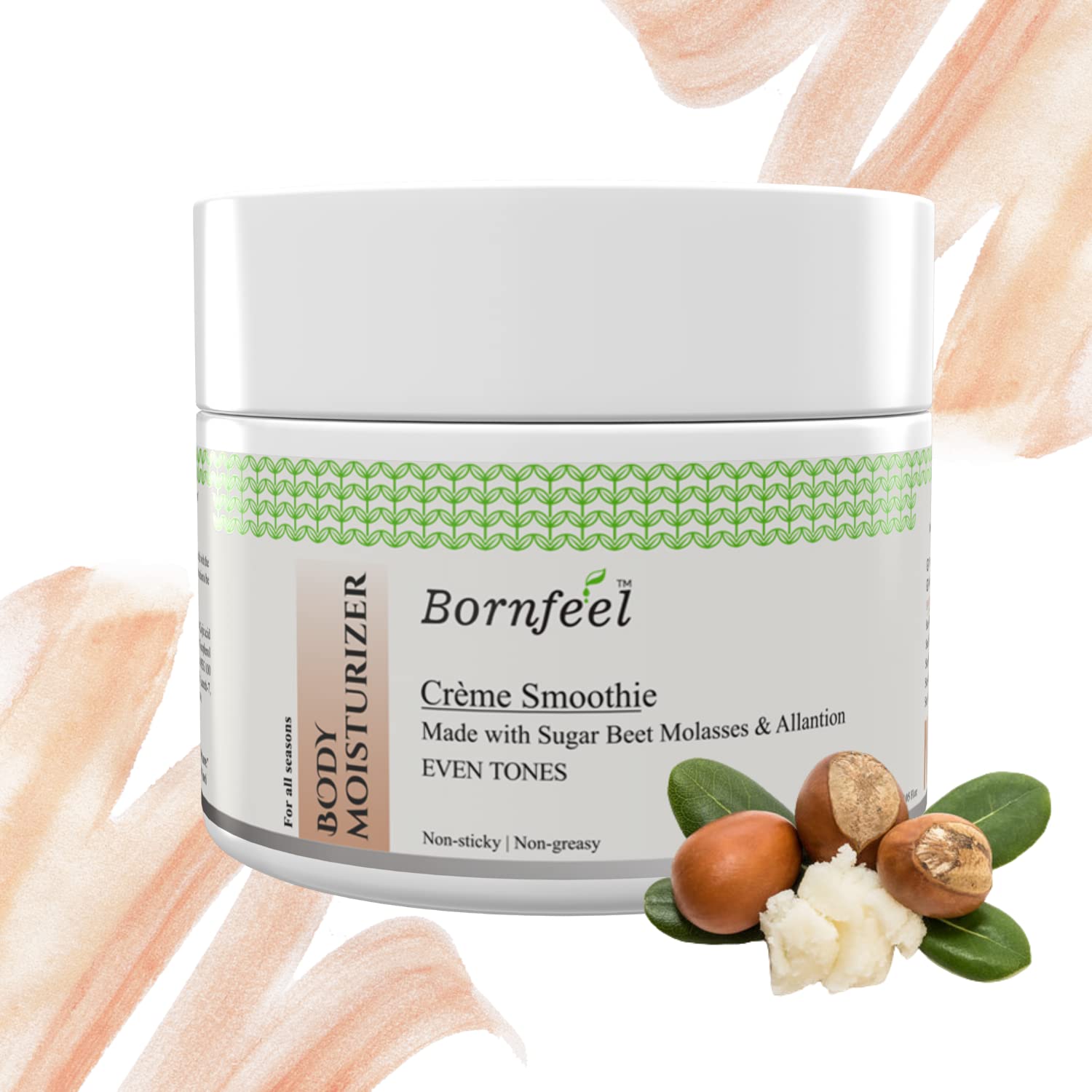 Bornfeel 24-Hour Deep Moisturizing Body Lotion - Hydrates, Brightens & Evens Skin Tone | Anti-Aging, Non-Greasy Cream for Dry Skin | Smooth & Lightweight Formula - 200g | Perfect for Daily Use & Nighttime Skincare Routine