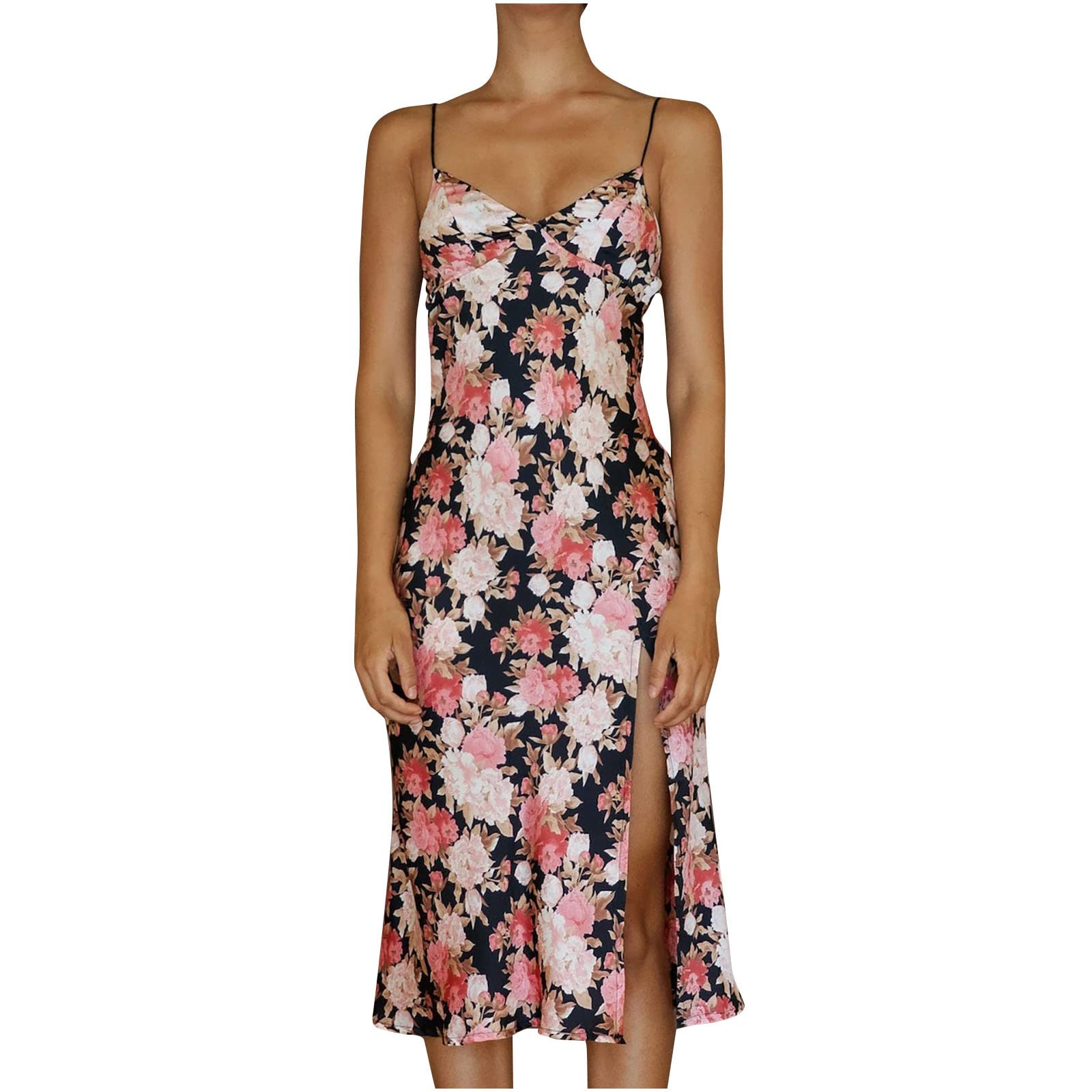 Sexy Backless Tube Dress for Women - Floral Print Sleeveless Midi Boho Dress with Side Split | Perfect for Summer Beach Parties, Date Nights & Vacations