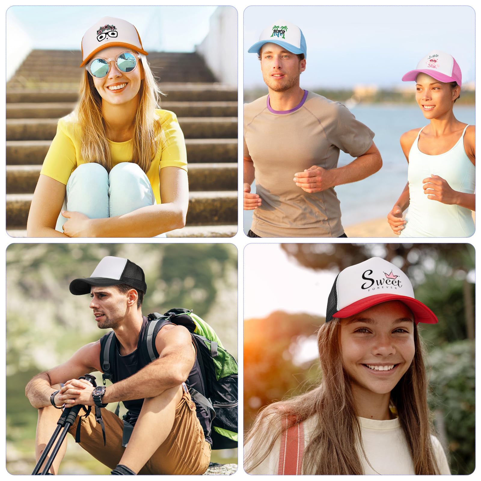 Ultrafun 10 Pack Blank Trucker Hats - Bulk Sublimation Mesh Baseball Caps Adjustable for Men & Women - Perfect for Sports, Outdoor Activities & Custom Printing