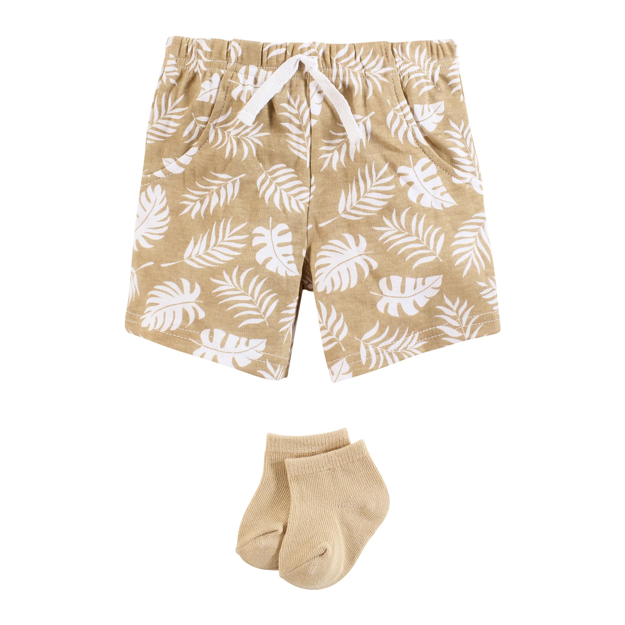 Hudson Baby Unisex Baby Bodysuit Set with Shorts & Socks - Wild Little One Print - 6-9 Months - Soft Cotton Outfit for Newborns & Infants - Perfect for Playtime, Daycare & Family Photos