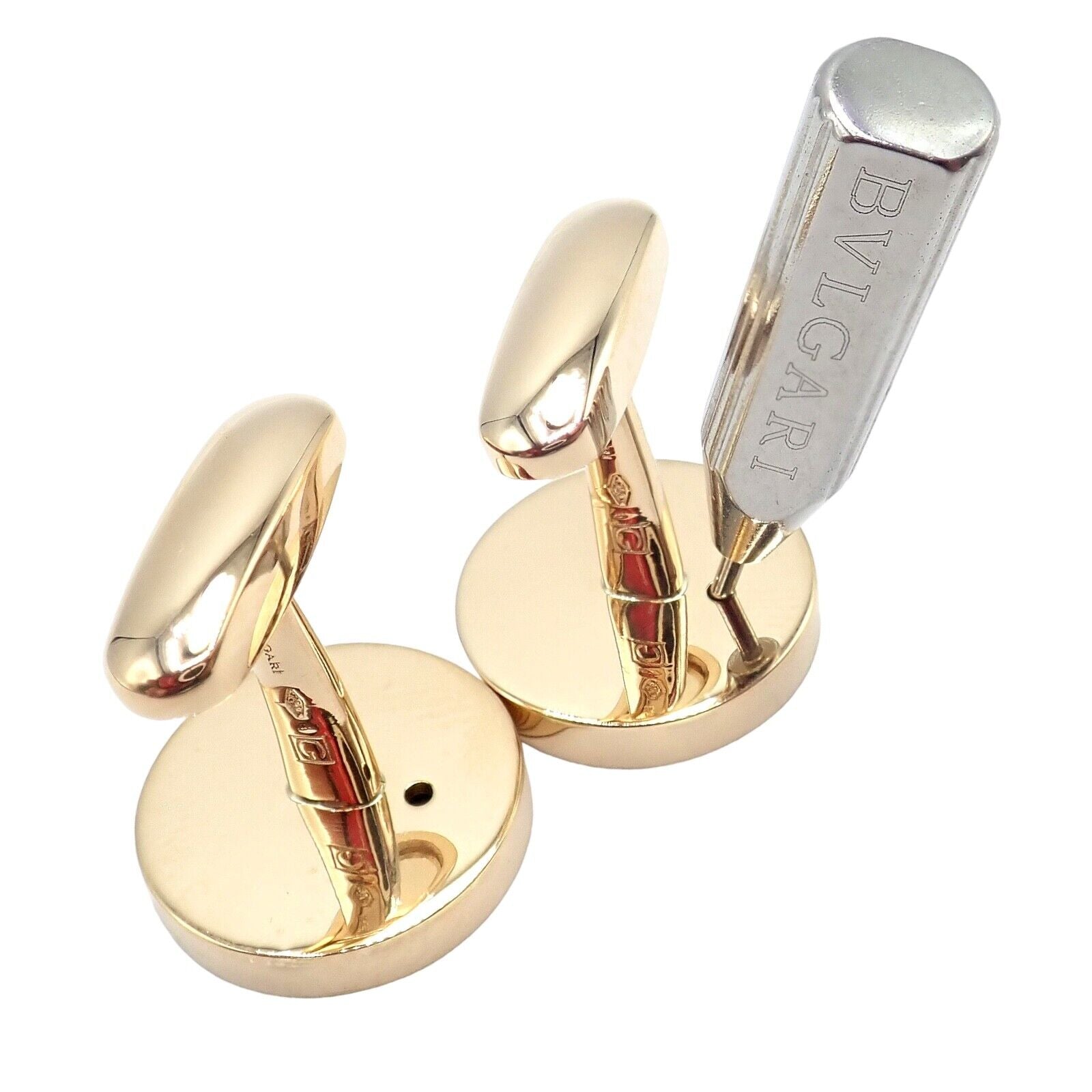 Authentic Bvlgari 18k Yellow Gold Multicenter Cufflink Set - Luxury Men's Jewelry for Formal Events & Business Attire