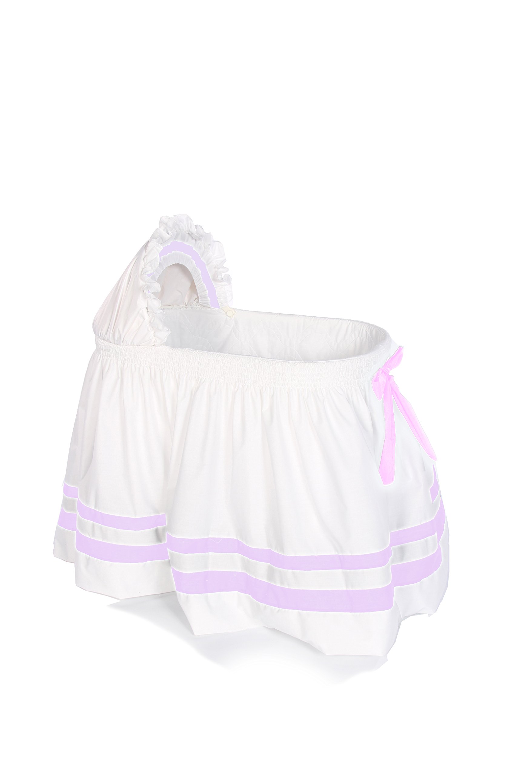 Modern Hotel Style Baby Doll Bassinet Skirt - Lavender Crib Bedding for American Girl Dolls & 18