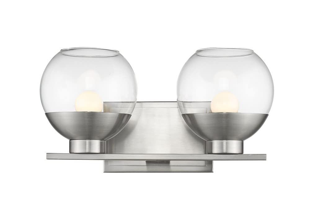 Z-Lite 1924-2V-CH-LED 2-Light Chrome Vanity Light Fixture for Bathroom & Dressing Room Makeup Mirror Lighting