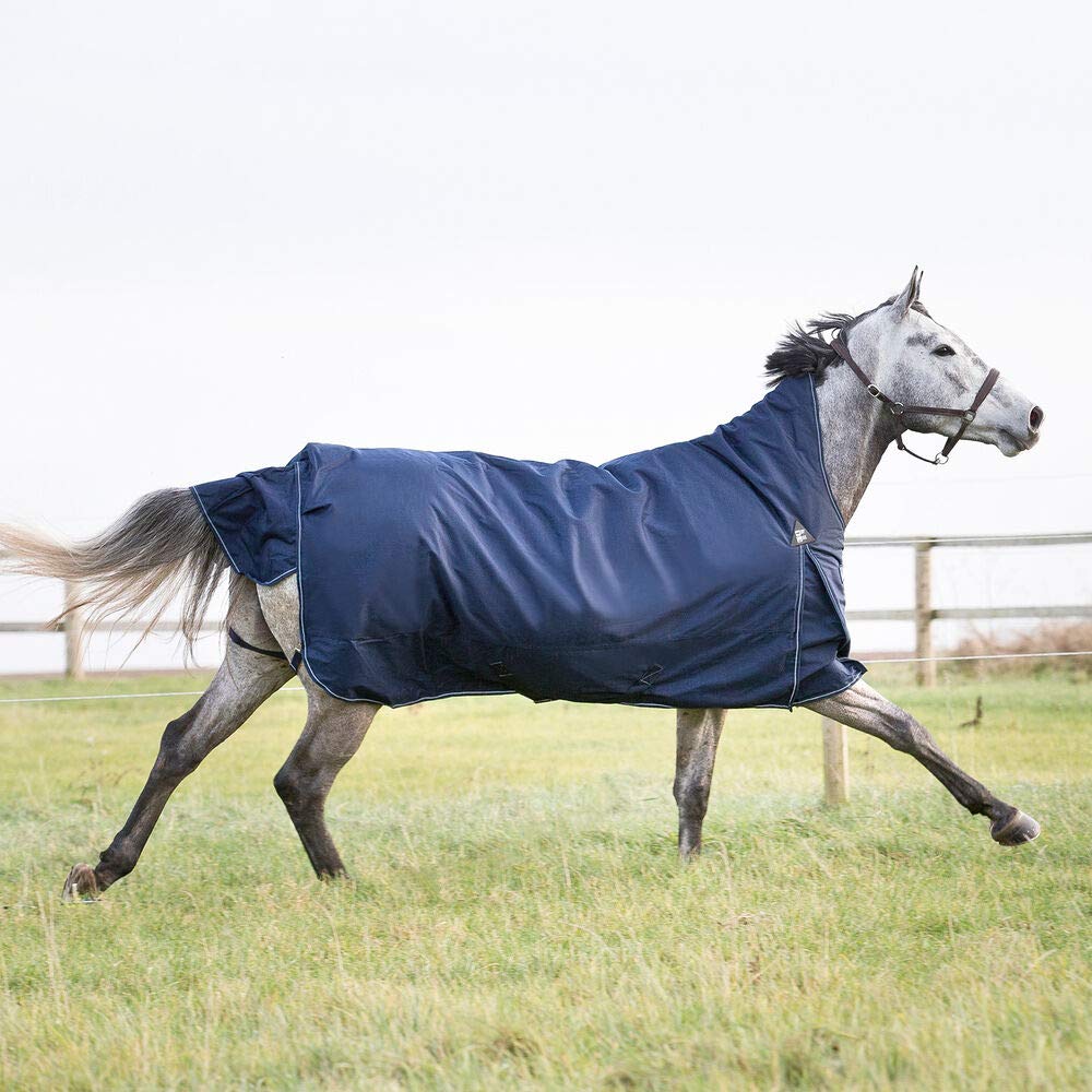 HORZE Avalanche 1200D Ripstop High Neck Medium Weight Waterproof Horse Turnout Blanket (150g Fill) - Peacoat Dark Blue - 75 inch - Ideal for Cold Weather Horse Riding and Stable Use
