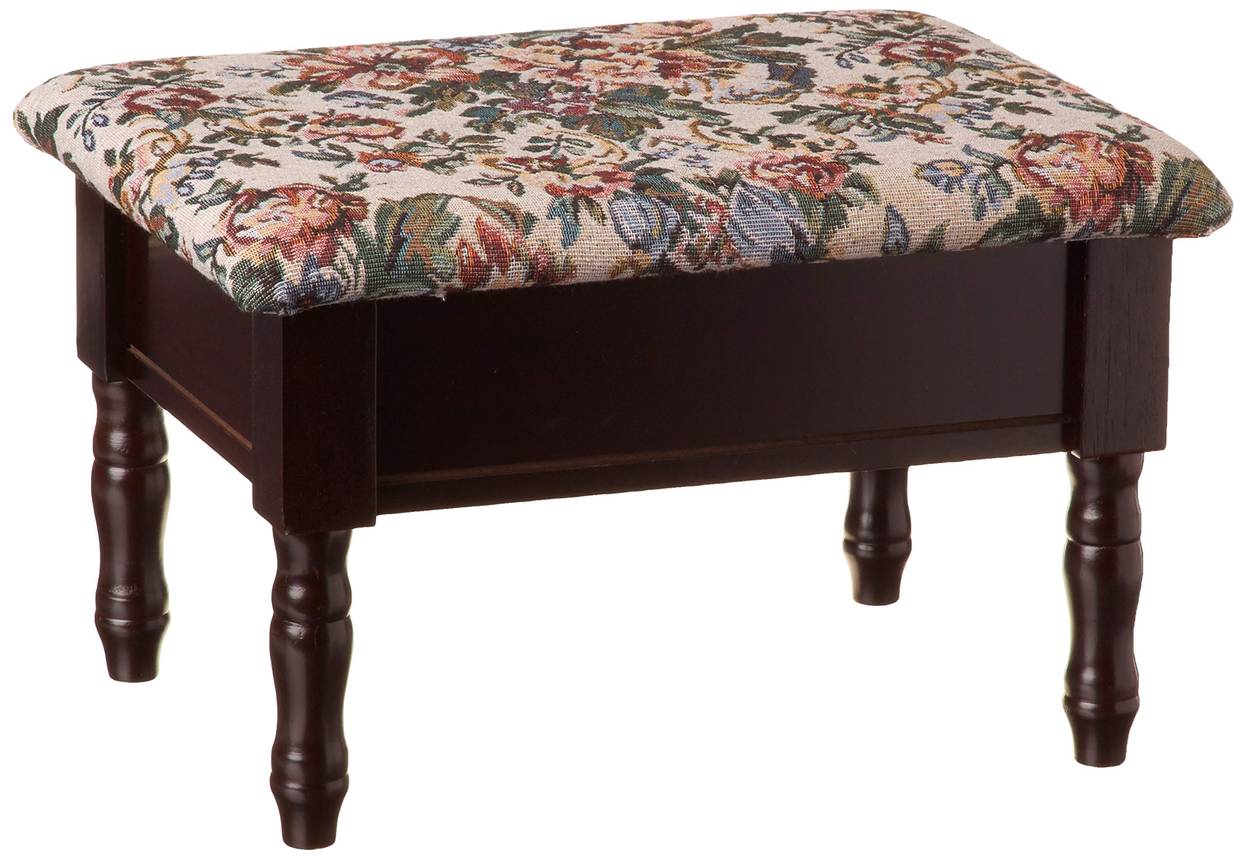 Frenchi Furniture Cherry Wood Foot Stool - Comfortable Ottoman for Living Room, Bedroom & Office - Perfect for Relaxing, Extra Seating & Home Decor