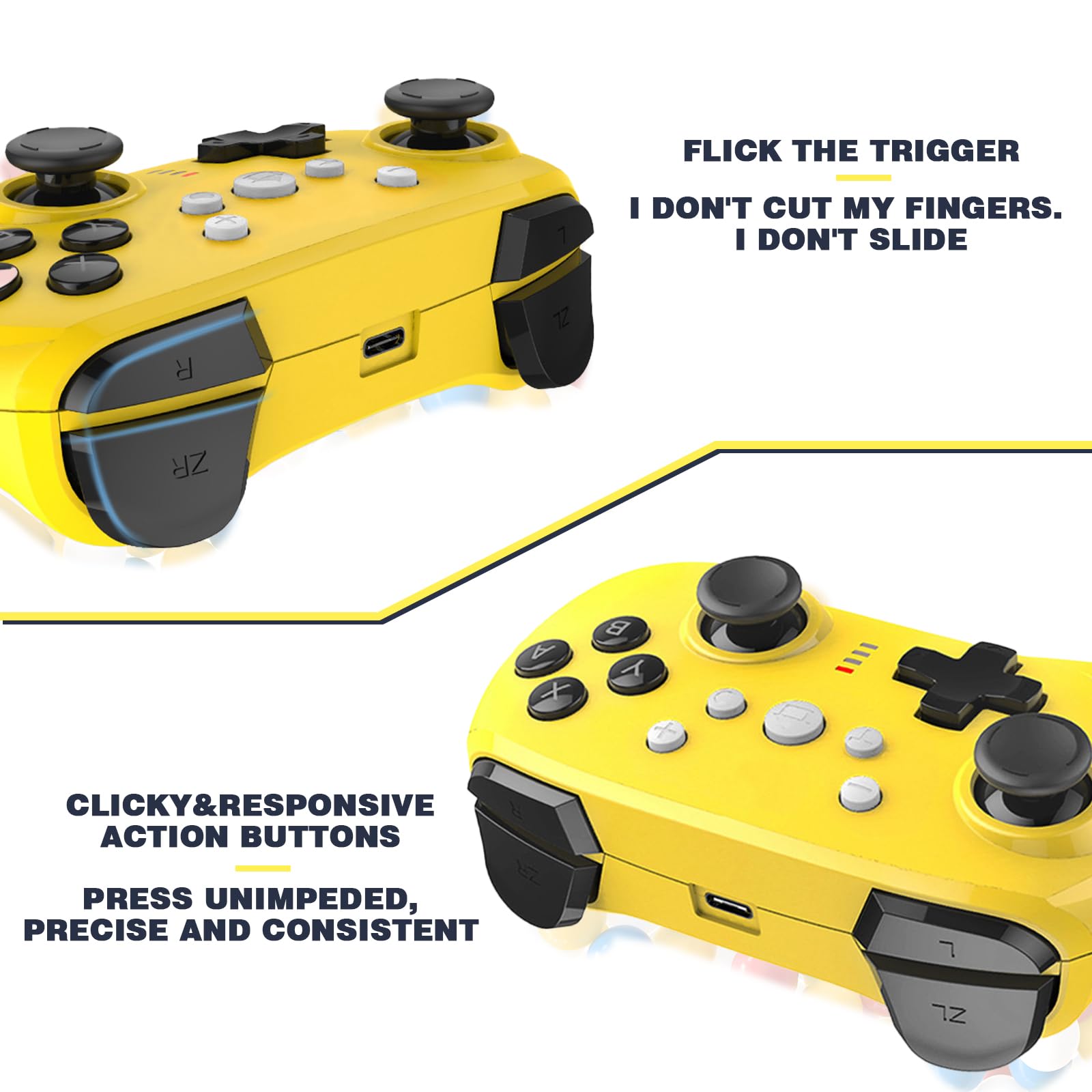 Wireless Pro Controller for Nintendo Switch & Switch Lite - Turbo, Motion Control, Vibration, Wake-Up Function & RGB Breathing Light (Blue) | Perfect for Gaming, Party Play & Family Entertainment