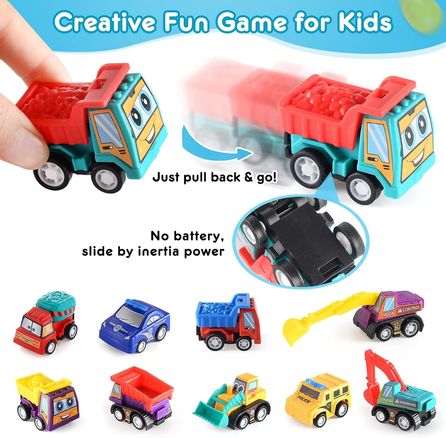 24 Pack Prefilled Easter Eggs with Pull Back Construction Vehicle Toys Inside - Easter Basket Stuffers for Toddlers, Kids, Boys & Girls - Perfect for Easter Egg Hunts, Party Favors & Gift Fillers