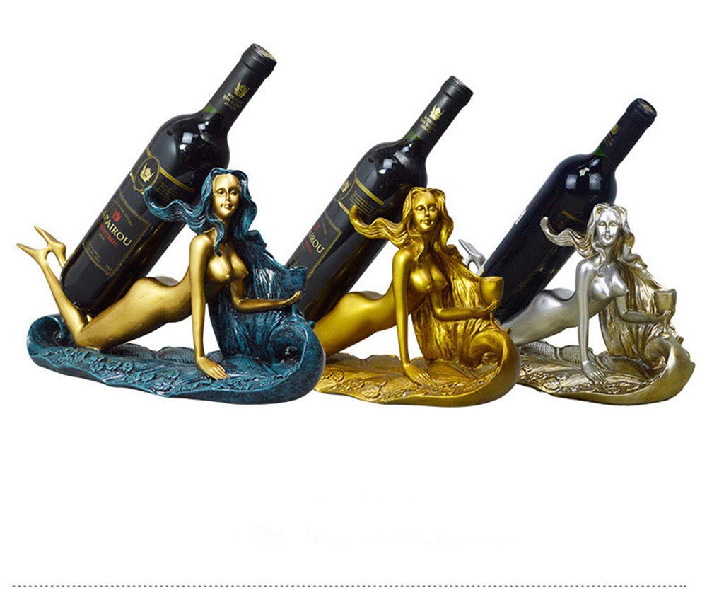 Elegant Silver Resin Wine Bottle Holder - Sexy Girl Wine Rack & Character Statue Home Decor | Perfect for Wine Cellar, Bar Counter & Gift Giving