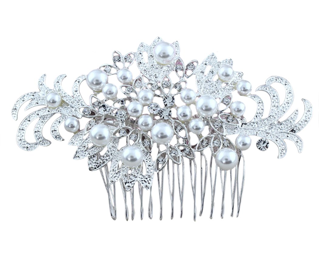 Elegant Rhinestone Pearl Wedding Hair Comb - Bridal Hair Clip for Women, Perfect for Bridal Showers, Weddings & Special Occasions