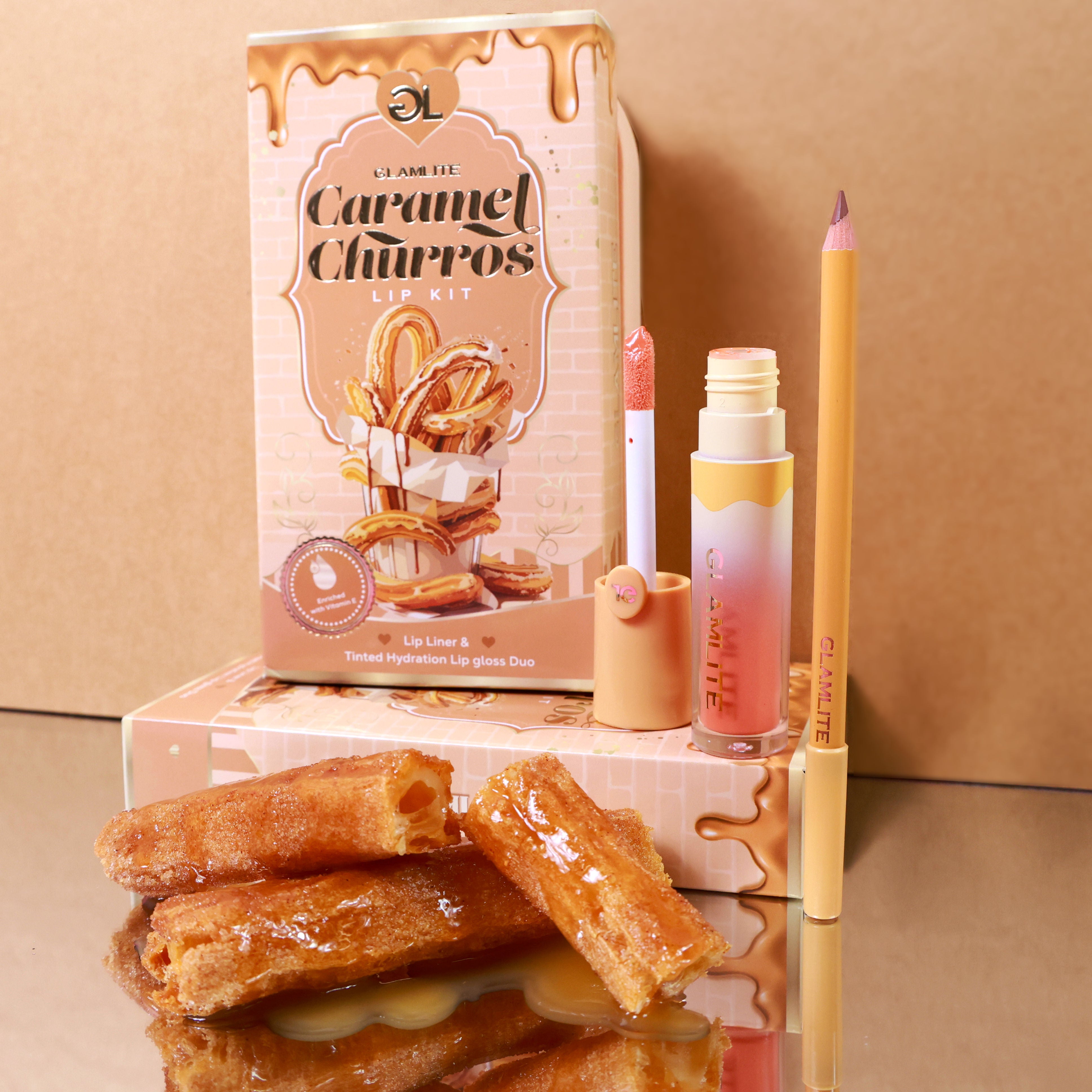 Caramel Churro Lip Kit - Long Lasting Matte Liquid Lipstick & Lip Liner Set | Perfect for Date Night, Parties & Everyday Wear