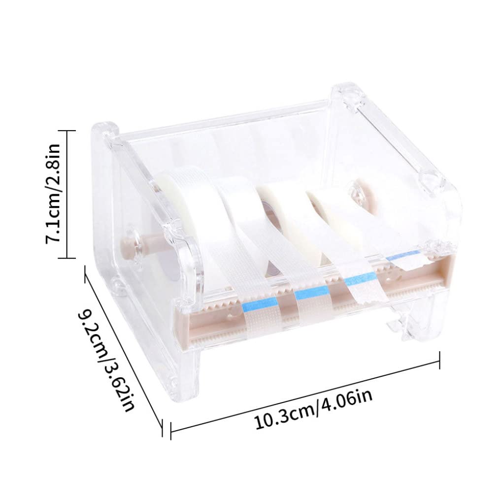 Clear Tape Dispenser for Eyelash Extensions - White Tape Holder Organizer with Lash Tape Separator - Perfect for Salon, Beauty Studio & Home Lash Application