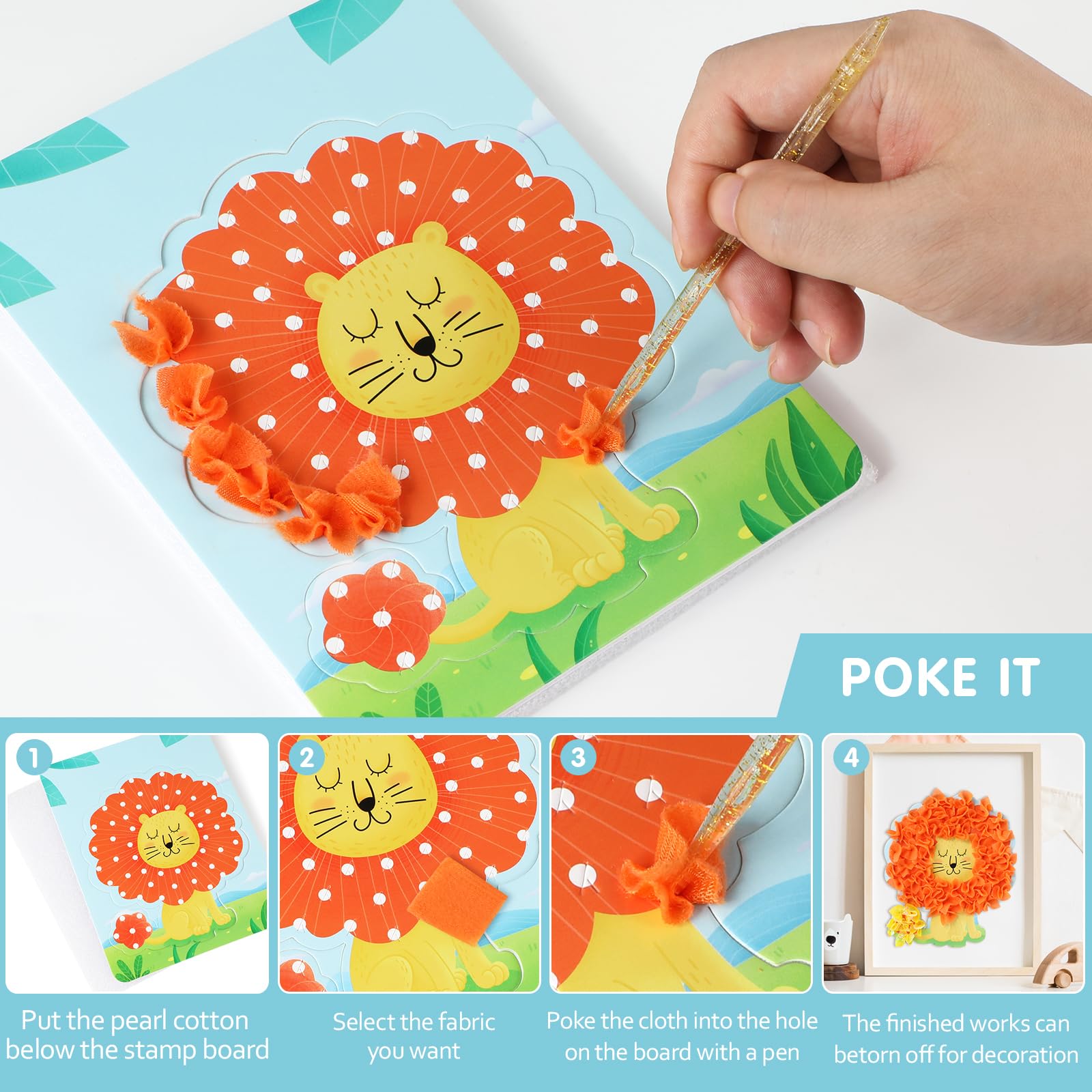 Creative Poke Art Fabric Puzzle Kit for Kids - 10 DIY Puncture Painting Dress-Up Boards, Arts & Crafts Gift for Girls (Dream World Theme) - Perfect for Birthday Gifts, Classroom Activities & Creative Playtime