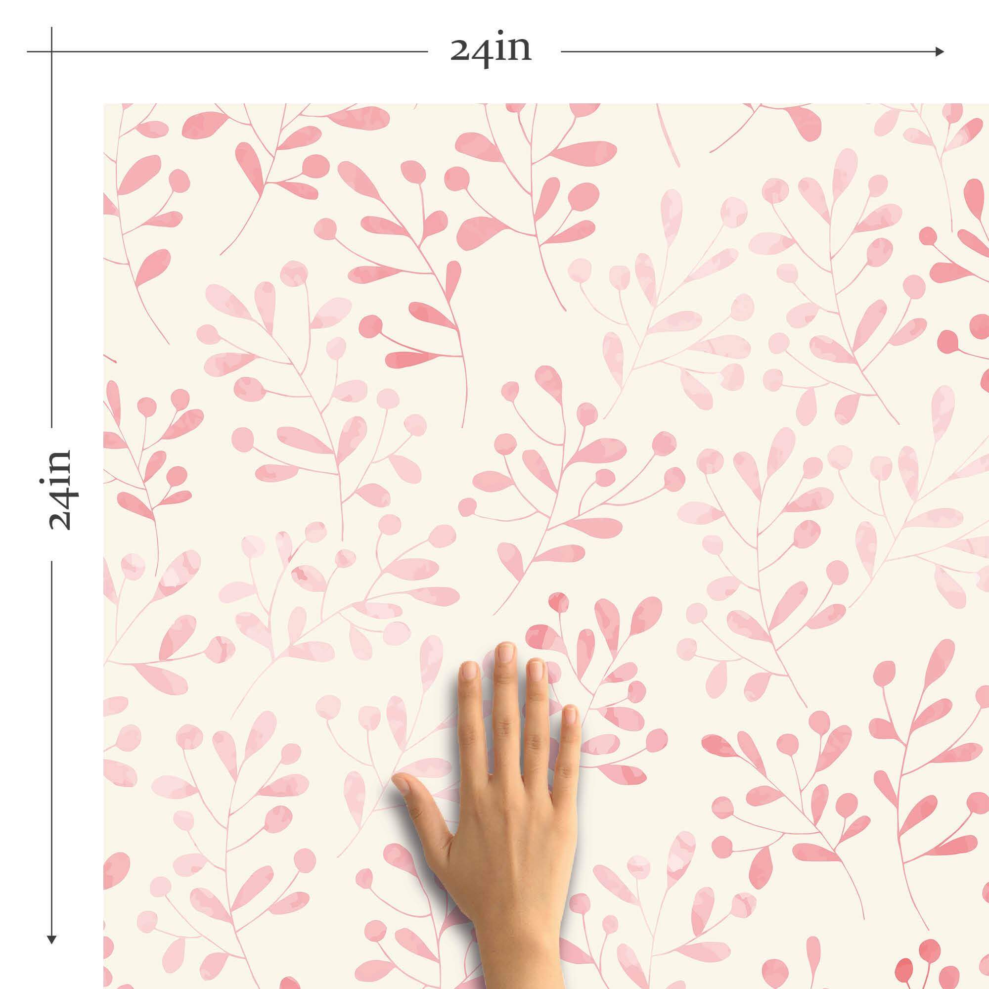 White and Pink Floral Peel and Stick Removable Wallpaper - Self-Adhesive Decorative Wall Covering for Bedroom, Nursery, Living Room & Home Office