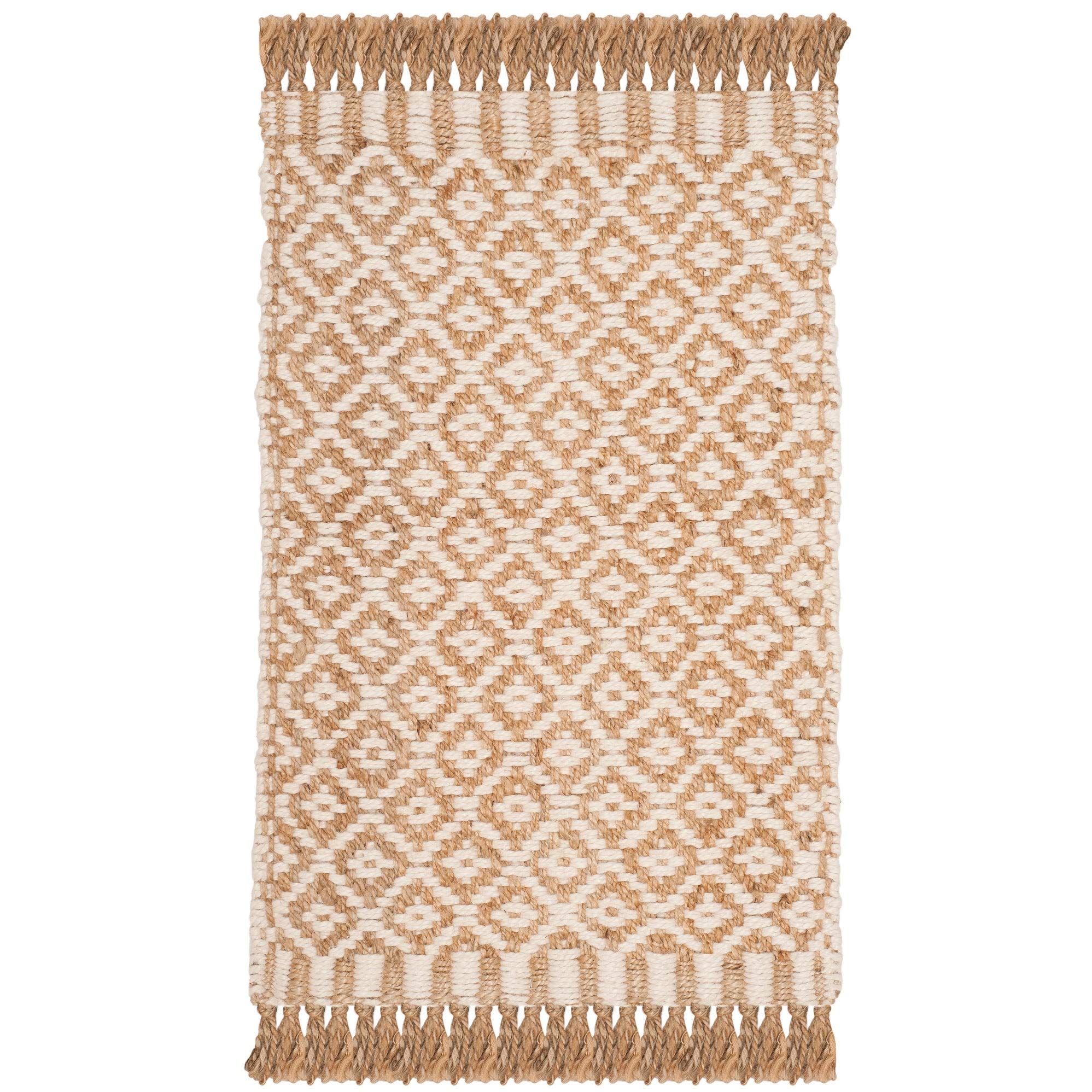 SAFAVIEH Handmade Boho Jute Area Rug 9' x 9' Square - Natural & Ivory Farmhouse Style with Fringe | Eco-Friendly Natural Fiber for High Traffic Living Room, Bedroom, Dining Room | Durable & Stylish Floor Decor (NF182A)