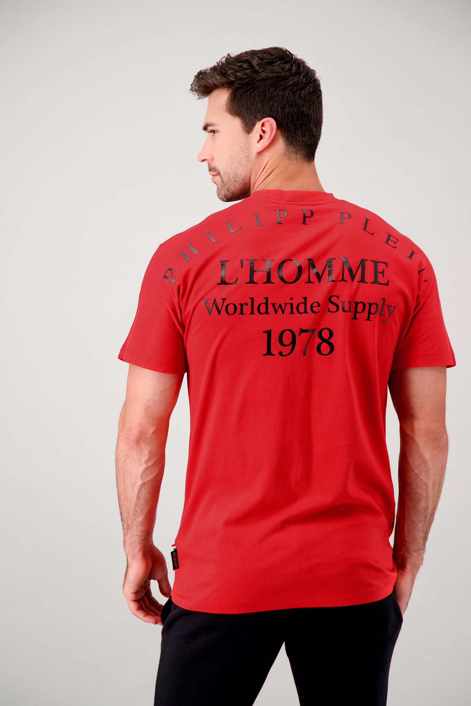 Philipp Plein Red Round Neck Short Sleeve PP 1978 Graphic T-Shirt for Men - Casual Streetwear & Everyday Fashion
