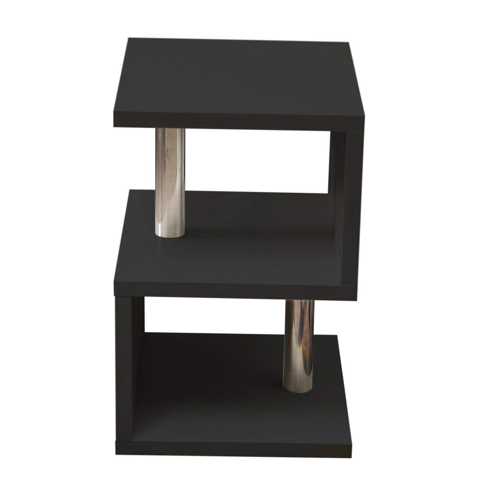 Modern High Gloss Coffee Table with Storage - S-Shape Design Living Room Furniture for Small Spaces, Black - Perfect for Holding Drinks, Books & Decor in Apartments