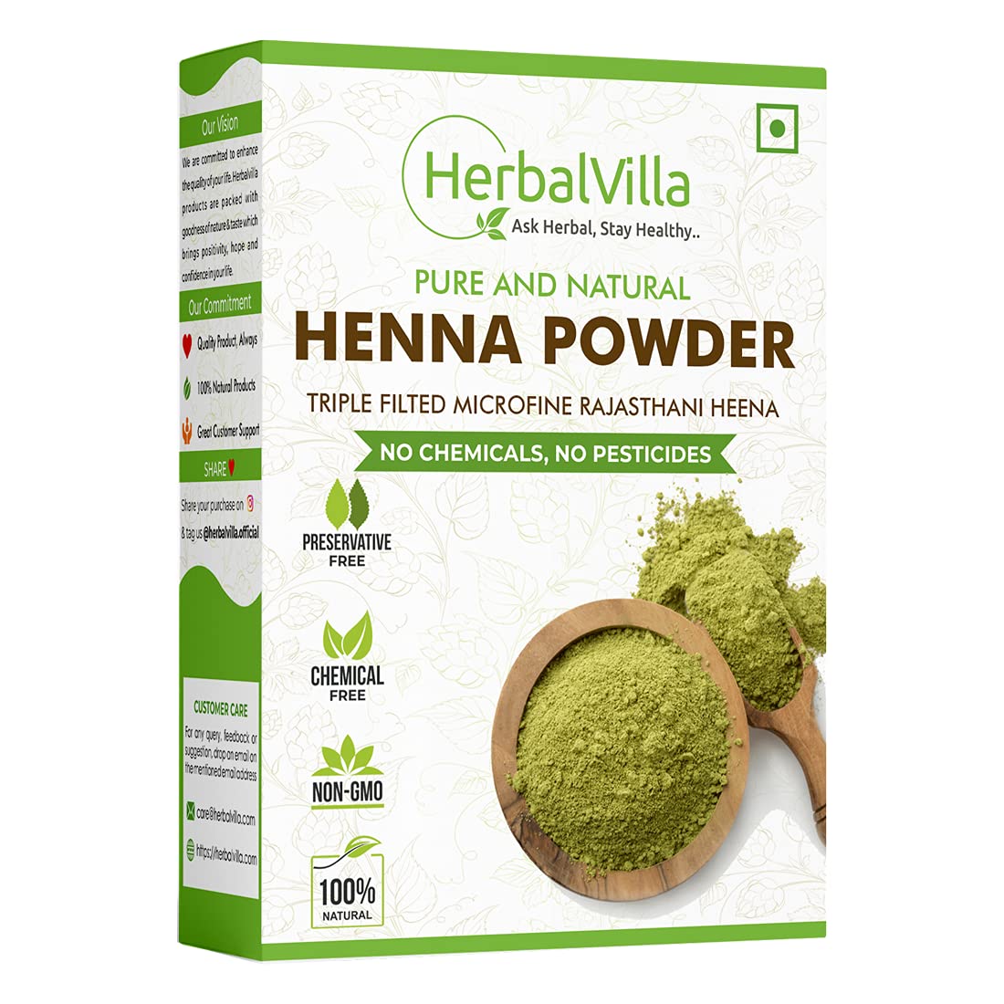Herbalvilla 100% Natural Henna Powder for Hair Coloring & Growth - 200g | Safe Chemical-Free Hair Dye for Gray Coverage, Conditioning Treatment & Natural Hair Care - Perfect for DIY Hair Coloring at Home