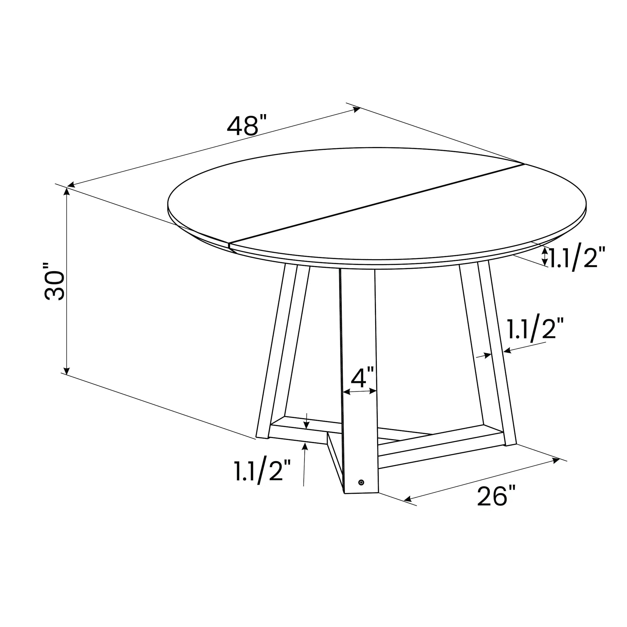 Stylish Cascais Round Dining Table - Modern Wooden Kitchen Table for 4-6 People | Perfect for Small Spaces, Breakfast Nooks & Cozy Family Meals