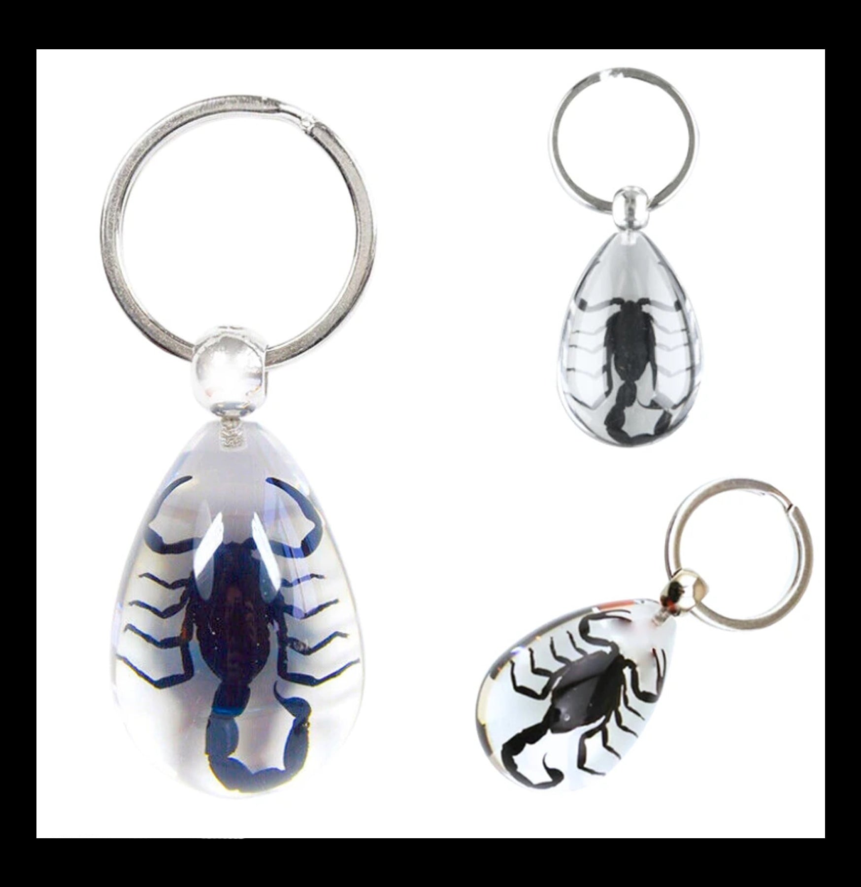 Black Scorpion Clear Teardrop Keychain - Durable Resin Key Ring for Car Keys, House Keys & Backpacks - Perfect for Outdoor Adventures, Travel & Everyday Use