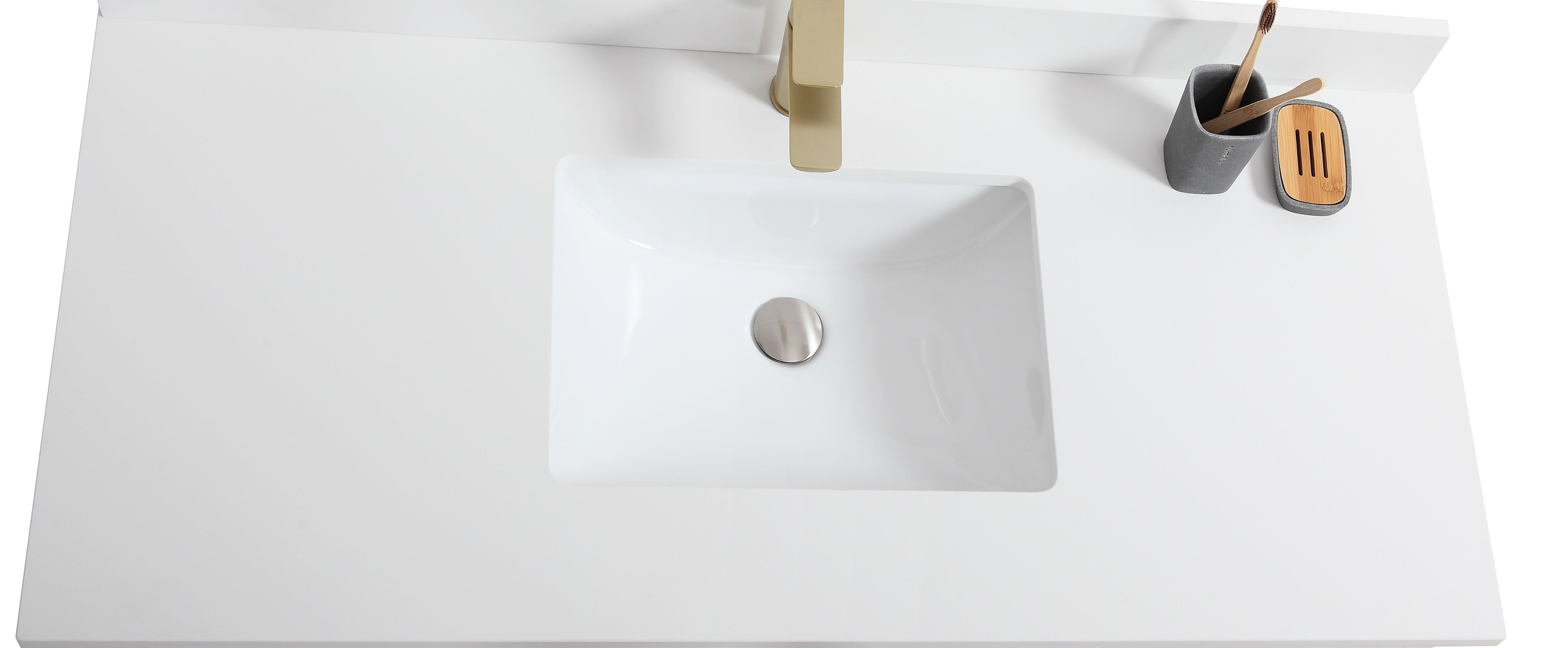Natural Stain Bathroom Vanity with Quartz Countertop - 36