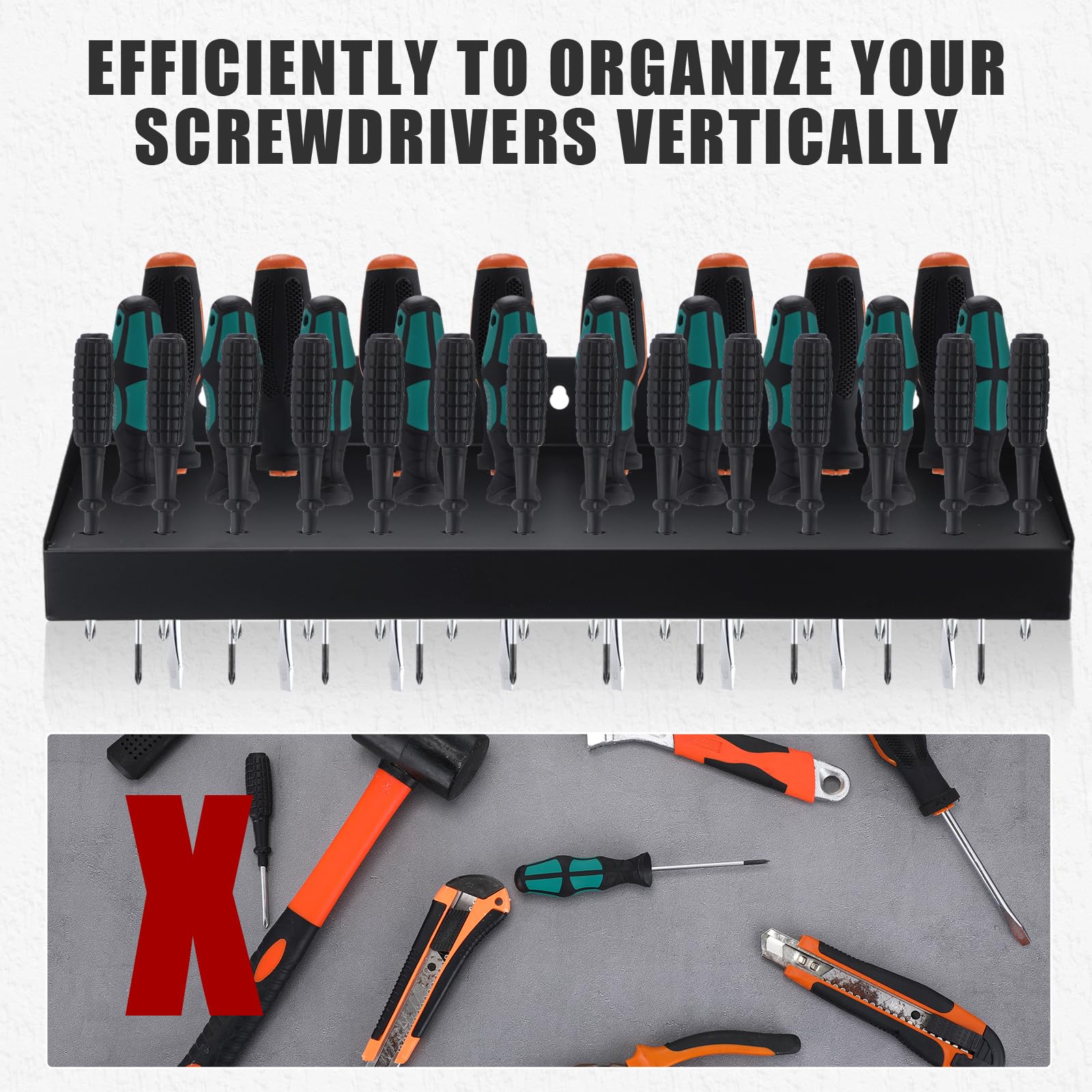 MorningRo Metal Wall Mount Tool Organizer - Screwdriver, Hammer & Plier Storage Rack for Workshop & Home Garage | Durable Tool Holder for DIY Projects & Professional Workspaces