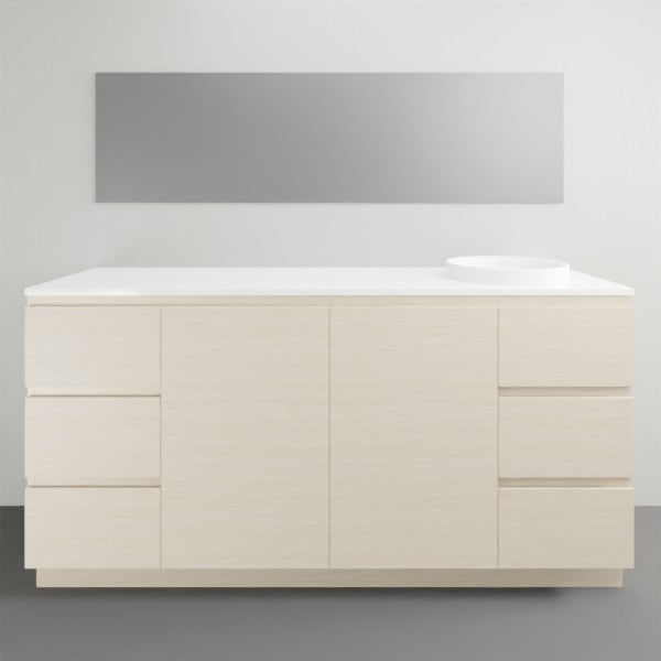 ADP Glacier Lite Door and Drawer Trio Vanity with Solid Surface Top - Modern Bathroom Vanity Set with Storage for Small Spaces, Perfect for Apartments and Powder Rooms