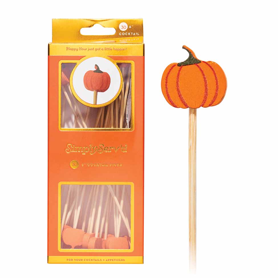 Premium Large Pumpkin Cocktail Picks - Set of 30 | Elegant Drink Stirrers for Halloween, Thanksgiving & Fall Parties | Perfect for Cocktails, Mocktails & Dessert Decorations