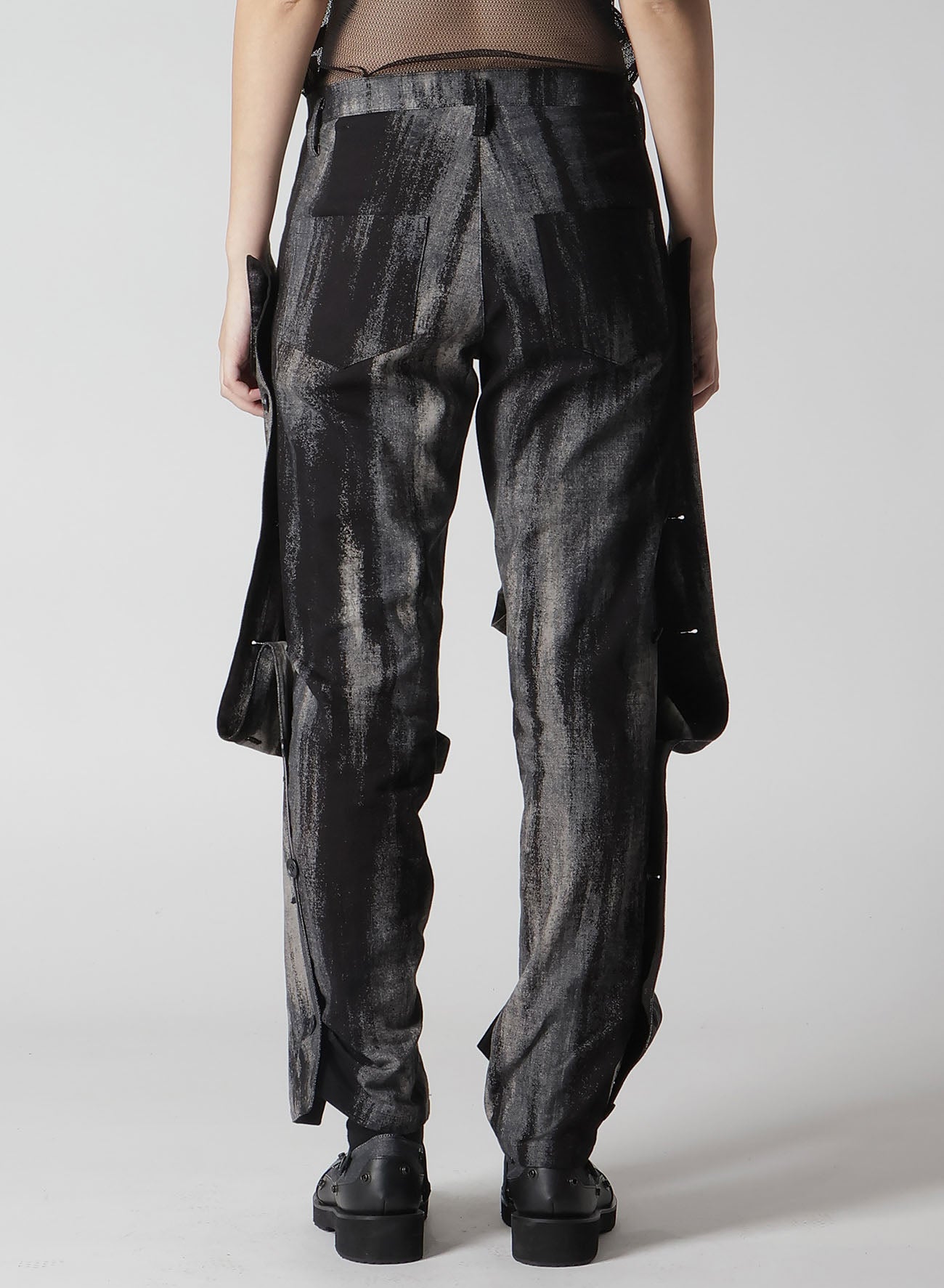 DISCHARGE PT Denim Button Detail Pants - Stylish Distressed Jeans for Men & Women | Perfect for Casual Wear, Street Style & Everyday Outfits