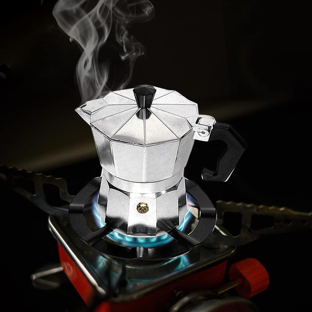 Amindz 2-Piece Moka Pot Stand, Cast Iron Wok Support, Gas Ring Reducer, Stove Top Coffee Maker Holder – Perfect for Espresso Brewing & Kitchen Cooking