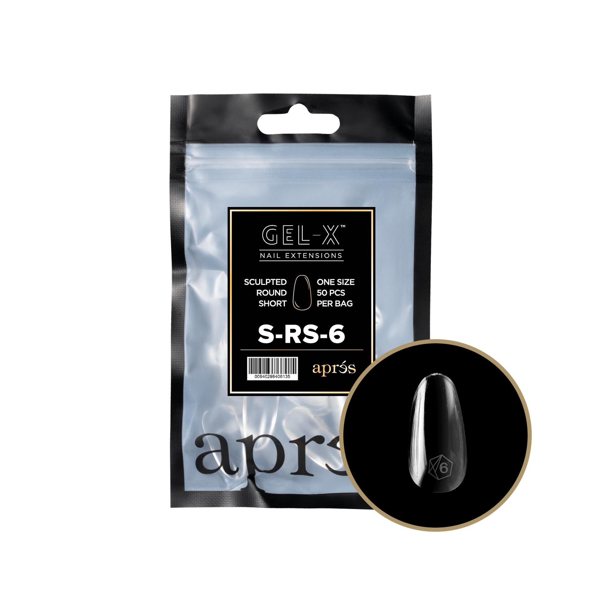 Apres Gel X 2.0 Refill Bags - Sculpted Round Short Size 6 (50 Pcs) | Professional Nail Extension Kit for Salon & Home Manicure | Perfect for DIY Nail Art & Special Occasions
