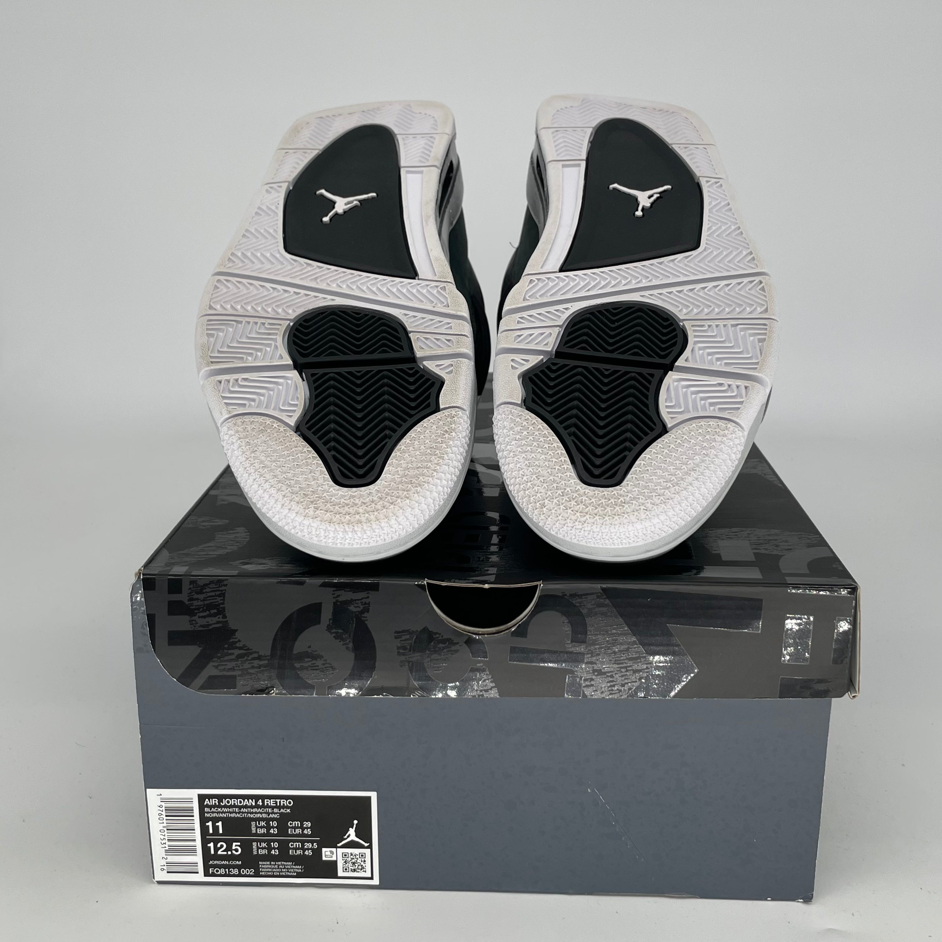 Air Jordan 4 Fear Sneakers - Men's Size 11 / Women's Size 12.5W - Style Code FQ8138-002 - Black & Grey Basketball Shoes for Streetwear & Casual Outfits