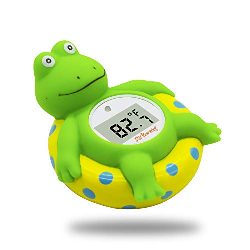 Baby Bath Thermometer with Room Temperature - Fahrenheit & Celsius - Cute Green Frog Design - Safe Bath Toy for Kids - Ideal for Newborn & Toddler Bath Time Safety