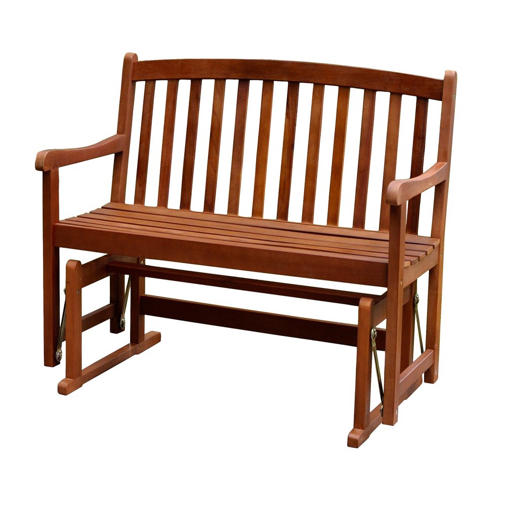2-Person Wooden Glider Bench for Outdoor Patio, Garden, and Backyard - Stained Finish - Perfect for Relaxing, Dining, and Enjoying Nature