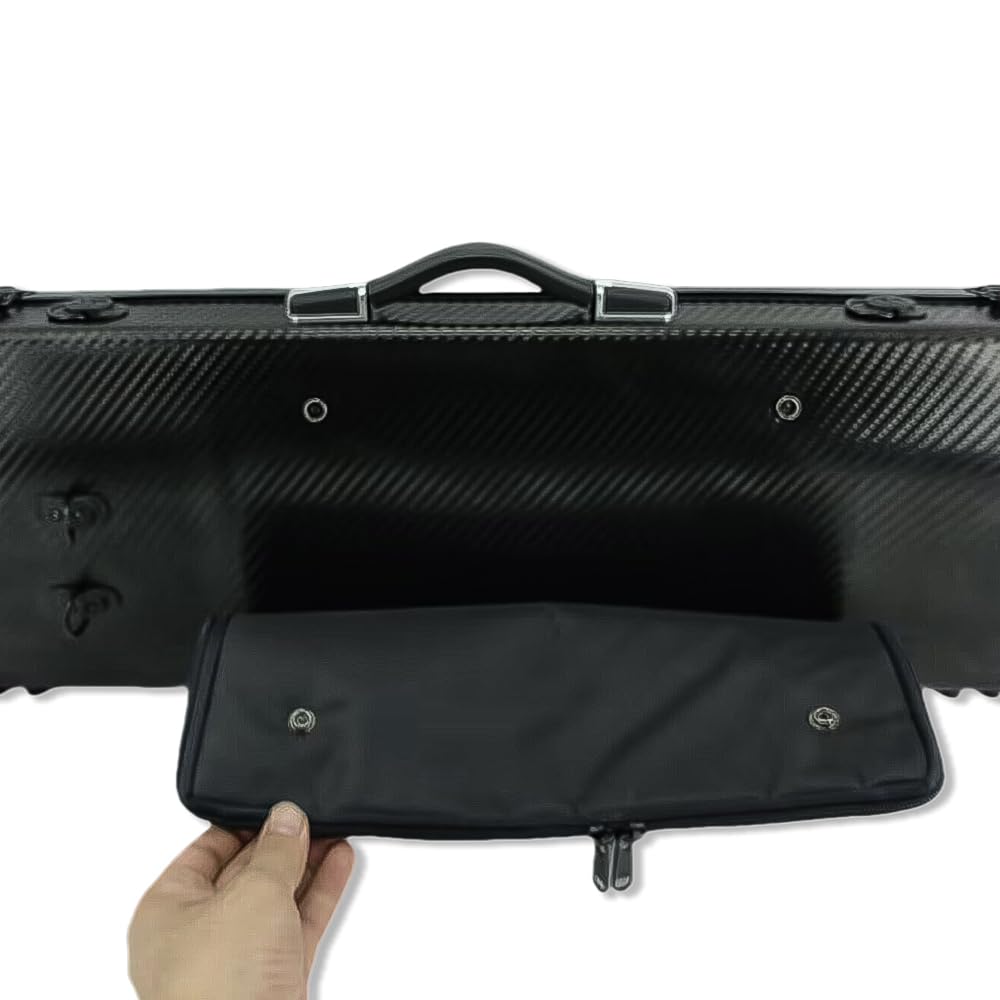 Yinfente 4/4 Full Size Carbon Fiber Violin Case - Oblong Shape with Music Sheet Pocket, Adjustable Backstrap & Hygrometer - Lightweight & Portable for Professional Musicians | Perfect for Travel, Performances & Music Lessons