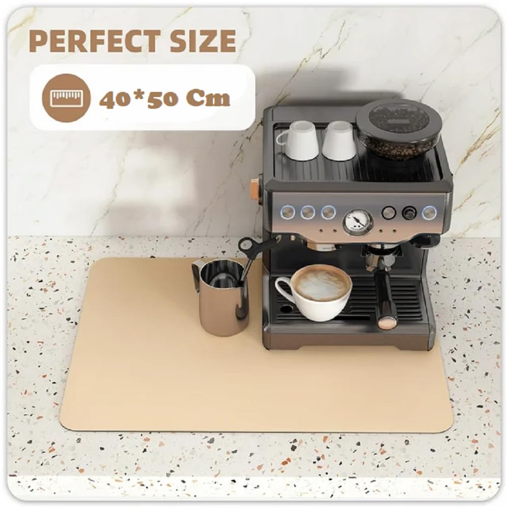 MORTON DAVIES Large Water Absorbent Dish Drying Mat for Kitchen Utensils, Brown - Perfect for Countertop and Sink Area Organization