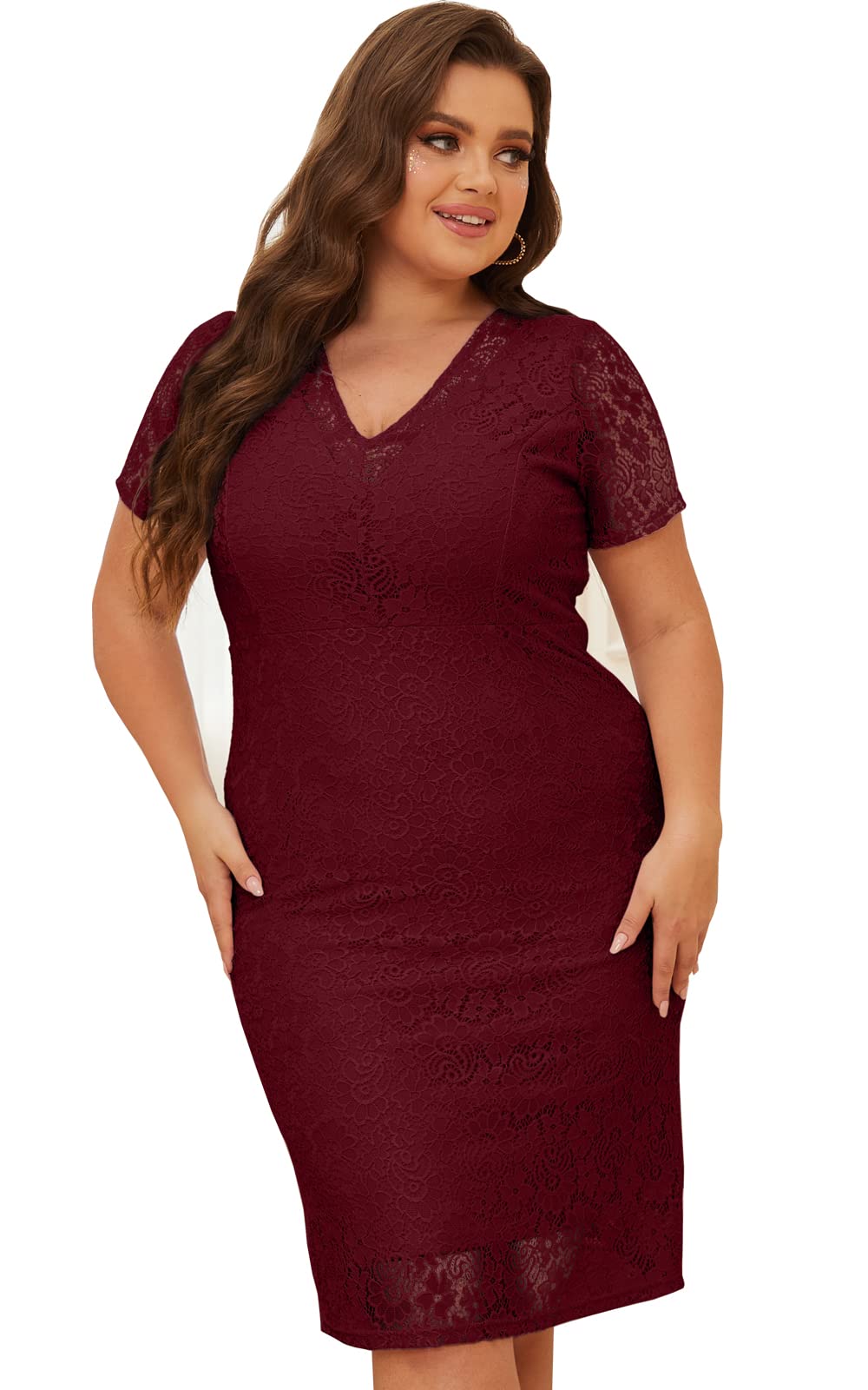 Plus Size Sexy Summer Bodycon Wrap Cocktail Lace Dress for Women - Perfect for Evening Parties, Date Nights & Special Occasions