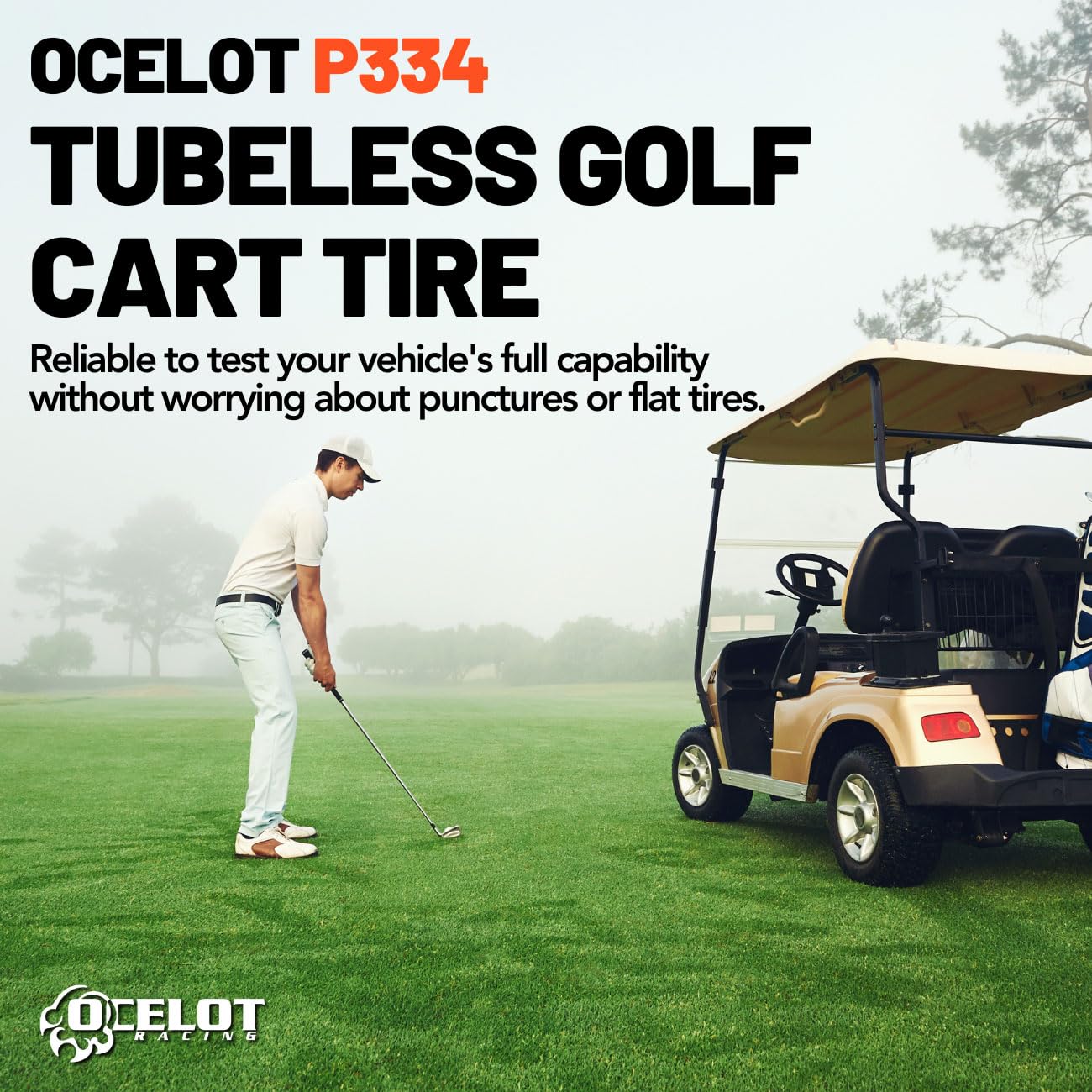 Ocelot P334 22x11-10 All Terrain Golf Cart Tires - 4-Ply Rated Utility & Mud Tires with 15.5mm Tread Depth for Off-Road & Golf Course Use - Perfect for Golf Carts, ATVs & Utility Vehicles