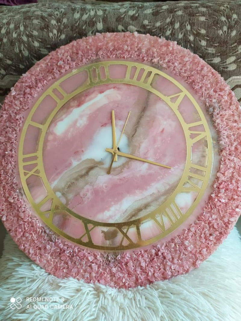 Handmade Sandstone Wall Clock - Rustic Decor, Large Round Clock for Living Room, Bedroom, Kitchen | Perfect for Farmhouse, Vintage & Boho Home Decor